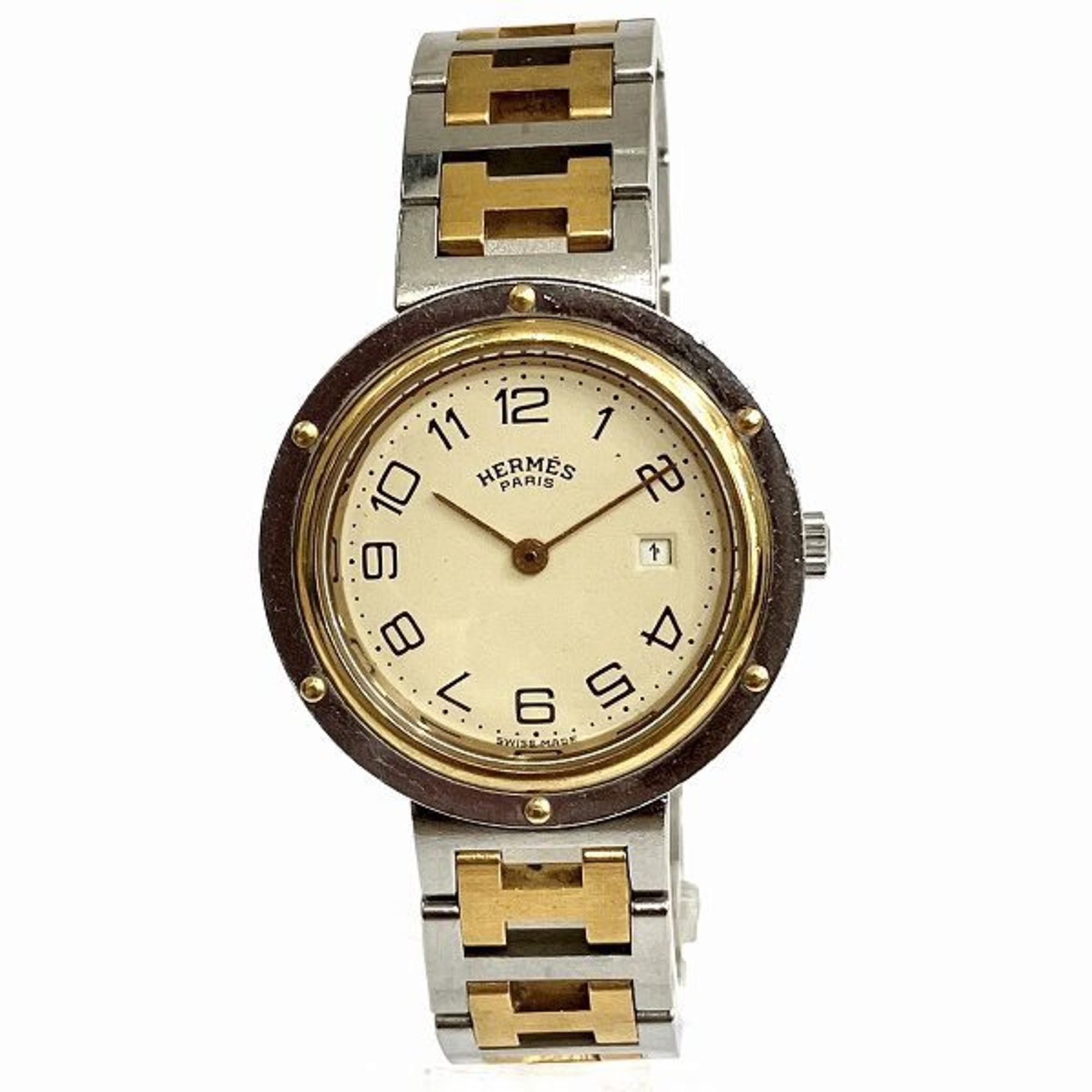 image of Hermes Clipper Quartz Ivory Dial Watch Ladies, Women's