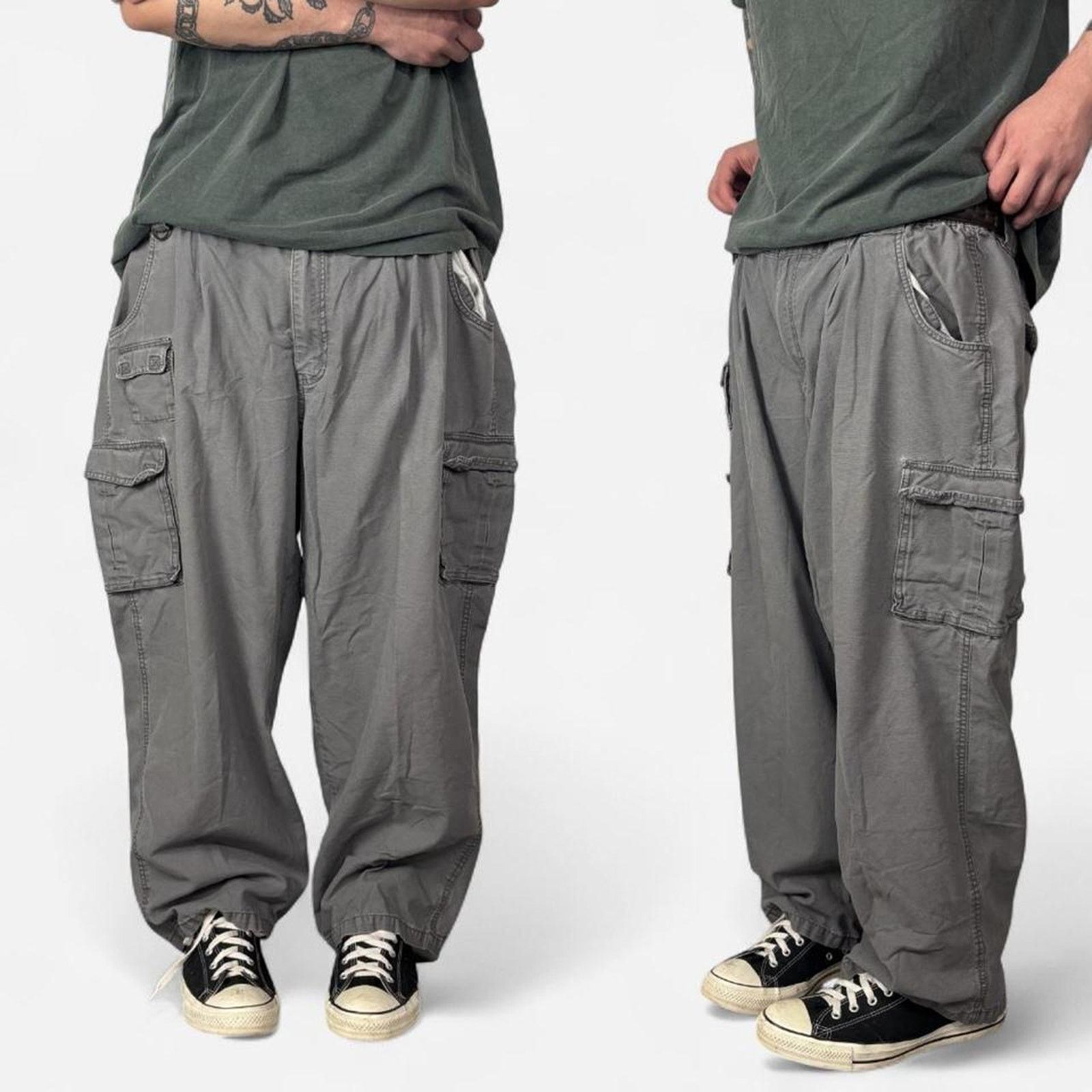 Vintage 90s Super Baggy Gray Cargo Pants Size US 42 / EU 58 - 1 Thumbnail