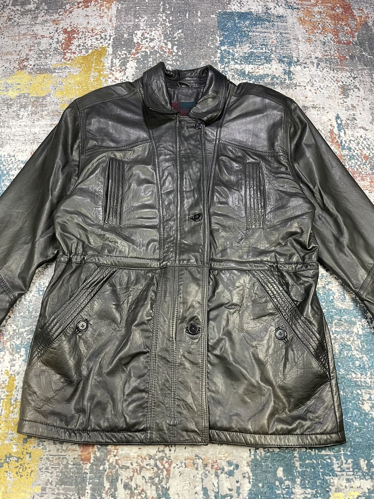 Genuine Leather Vtg Volare Calf Skin Military Leather Mantel Jackets Size US L / EU 52-54 / 3 - 2 Thumbnail