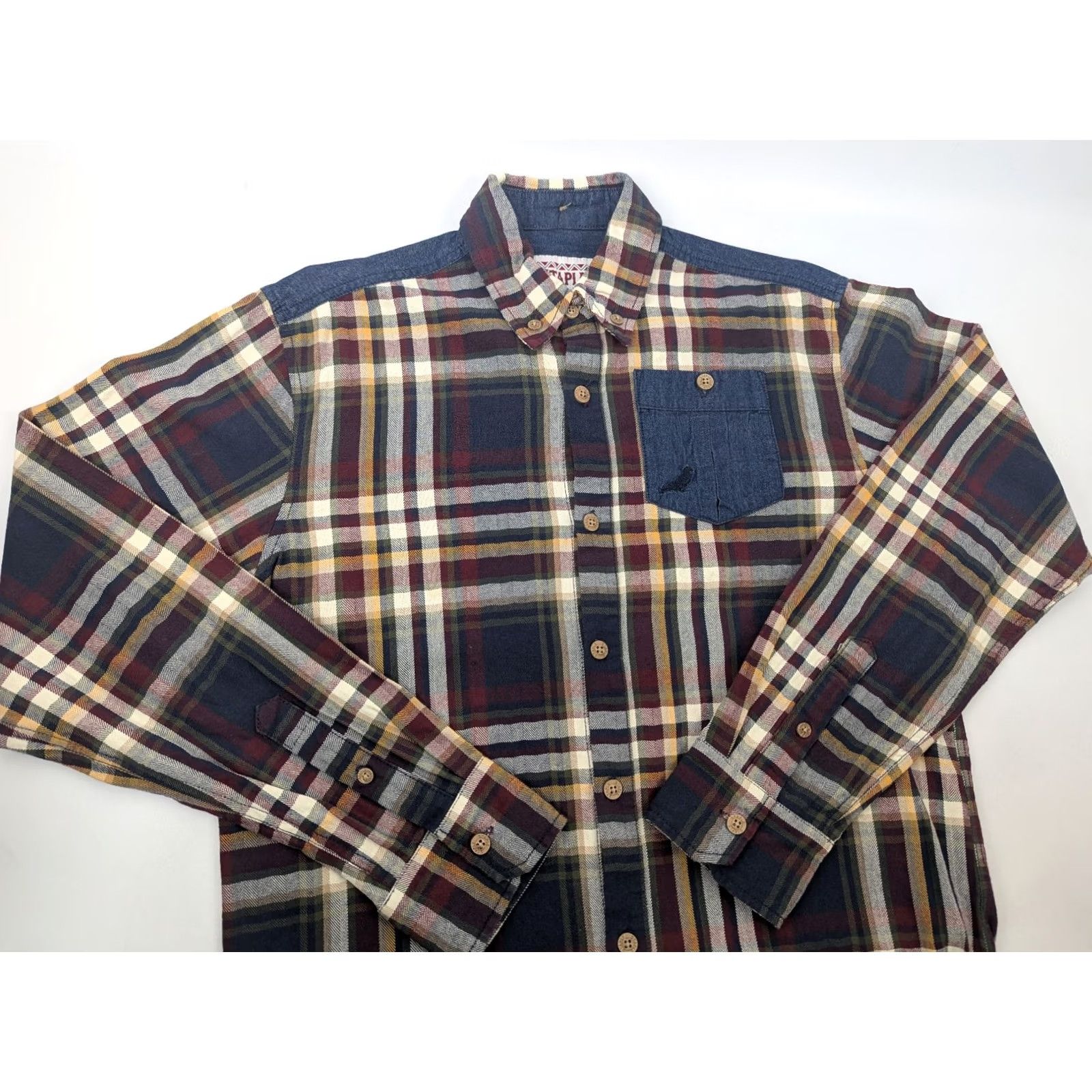 Vintage Staple Rugged Outdoors Plaid Chambray Button Down Shirt Mens M Cotton Size US M / EU 48-50 / 2 - 2 Thumbnail