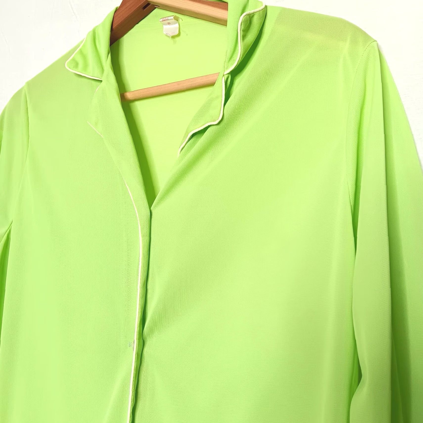 Vintage VINTAGE Unbranded Nightgown Women’s Large Green Nylon Button-Up Knee-Length Flaws Size ONE SIZE - 6 Thumbnail