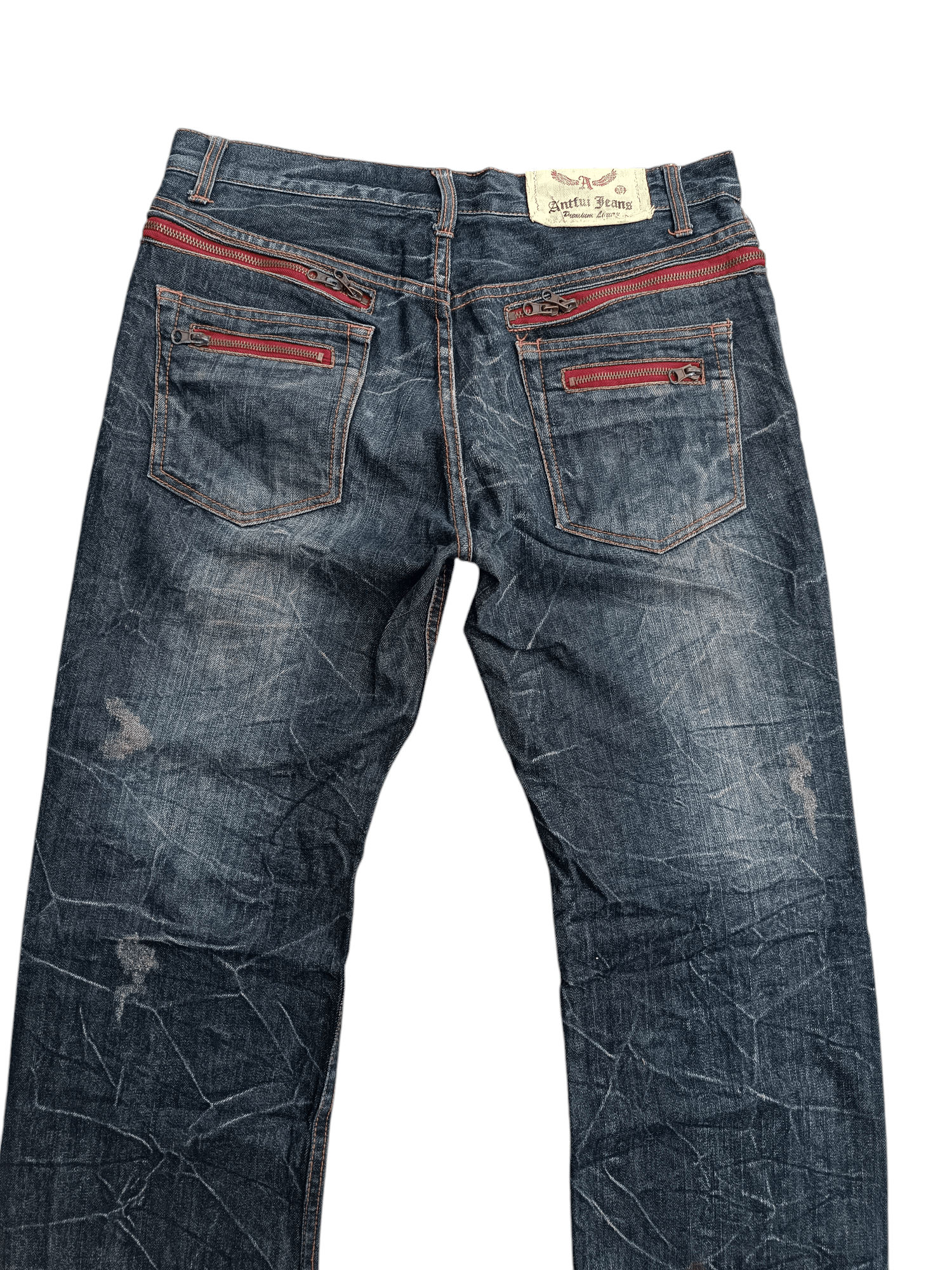 PPFM × Tornado Mart VINTAGE 🔥 Japanese Brand Antful Distressed Whiskers Jeans Size US 33 - 11 Thumbnail