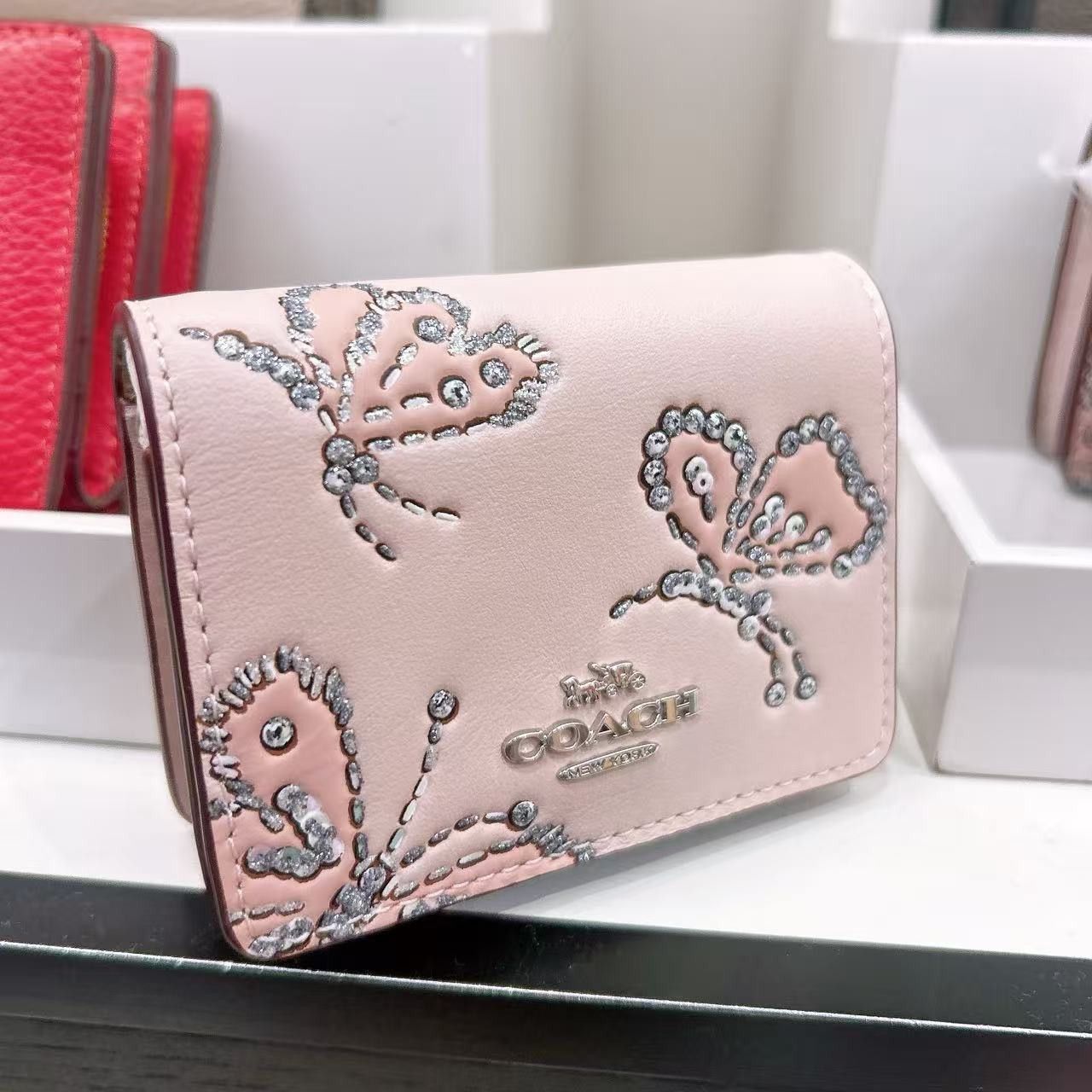 Coach Mini Wallet On A Chain With Sparkly Butterfly Print CCI81 Size ONE SIZE - 2 Thumbnail