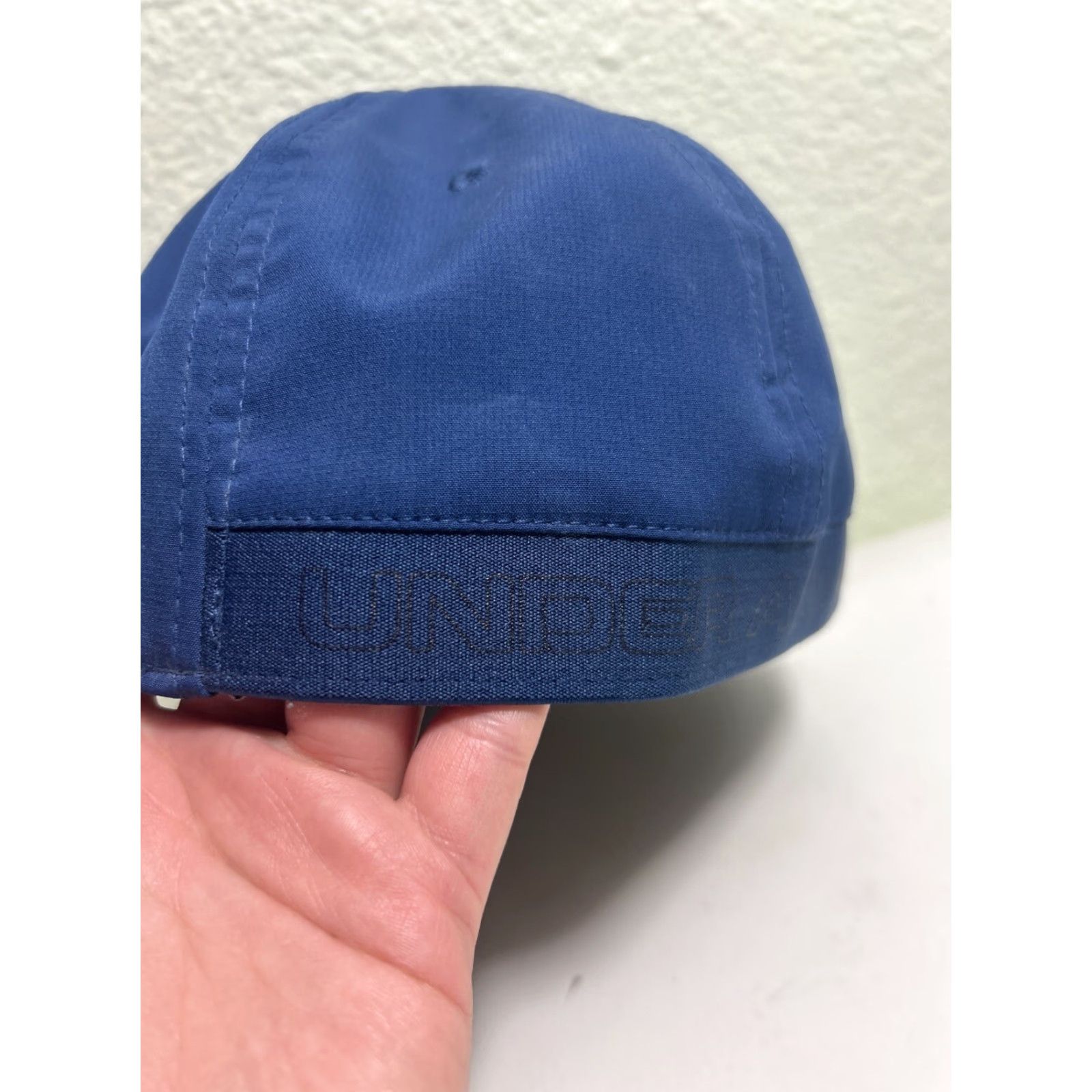 Under Armour UNDER ARMOUR Hat Mens Flex Fitted L/XL Navy Blue White Embroidered Logos UA Blitzing Moisture Wicking Breathable Stretch HeatGear Sweatband Size ONE SIZE - 7 Thumbnail