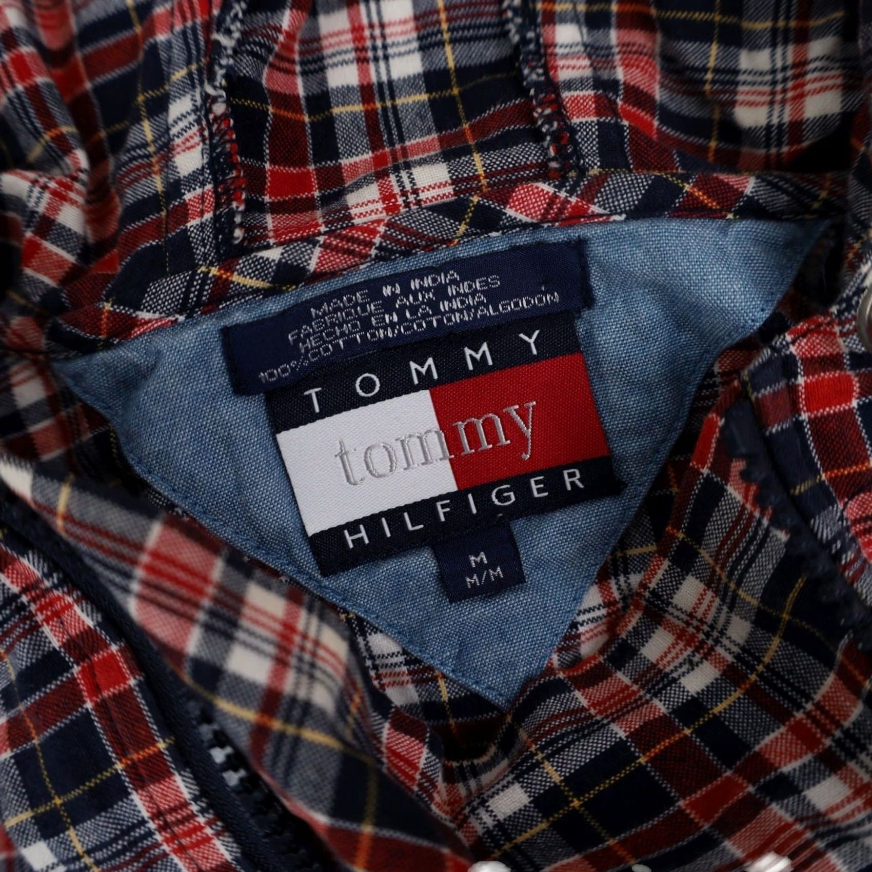 Tommy Hilfiger VINTAGE 90S Tommy Hilfiger Plaid Pullover Hoodie Mens M Red Logo Patch Hoodie Size US M / EU 48-50 / 2 - 7 Thumbnail