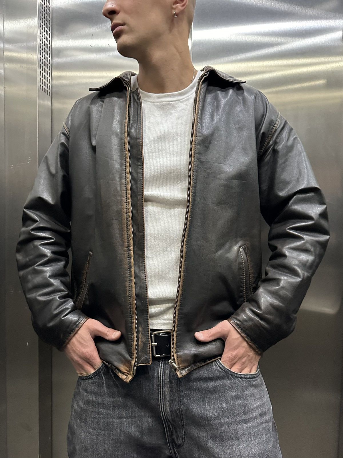 Other Vintage Y2K Classic Oversized Brown Washed Leather Jacket Size US XL / EU 56 / 4 - 1 Thumbnail