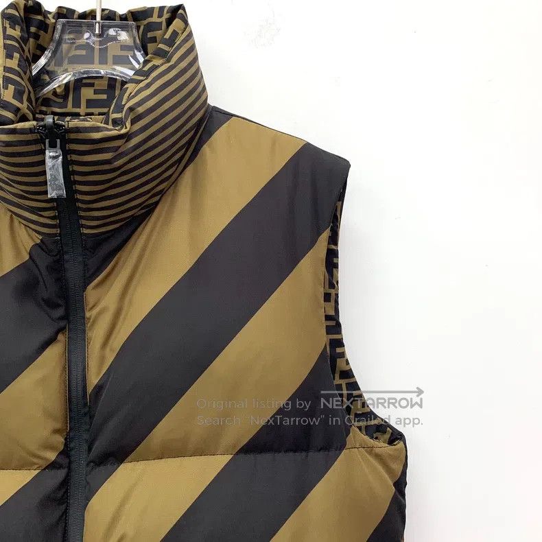 Fendi Fendi Brown striped logo lettering full print stand collar Size US L / EU 52-54 / 3 - 5 Thumbnail