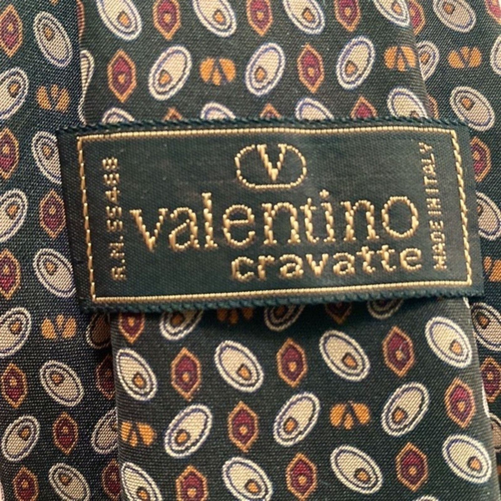 Valentino VALENTINO Men’s $220 100% Silk Designer Tie Black Brown Size ONE SIZE - 6 Thumbnail