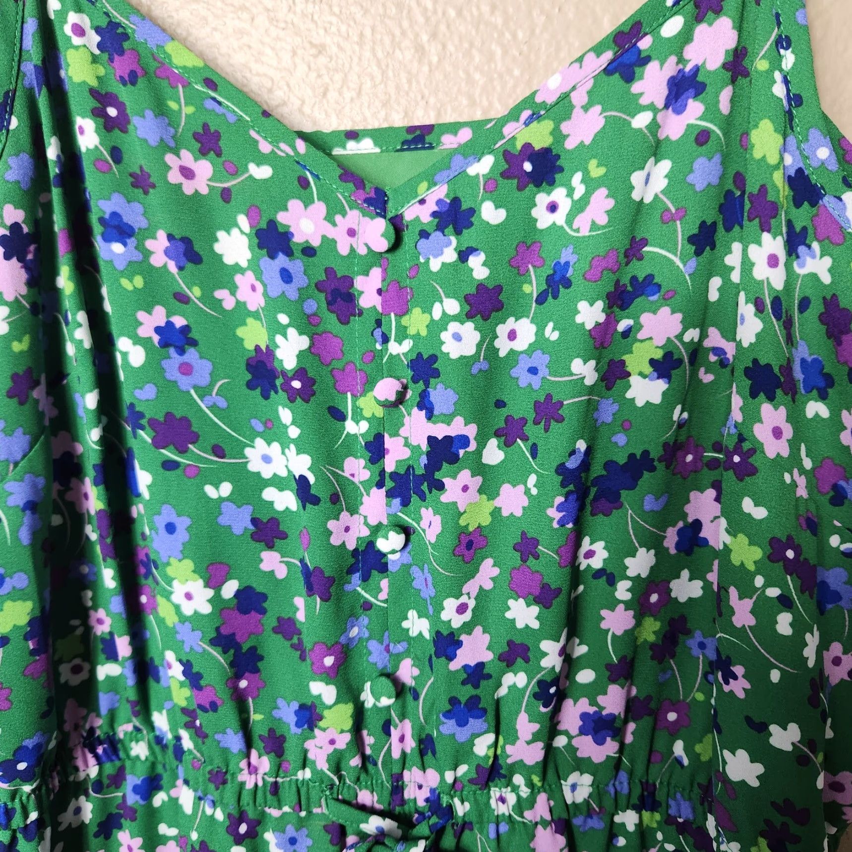 Donna Morgan Donna Morgan Dress Womens Spaghetti Strap Midi Dress-Size 8 Kelly Green Floral Party/Cocktail Sundress V-Neck ElecFit? Size M / US 6-8 / IT 42-44 - 3 Thumbnail