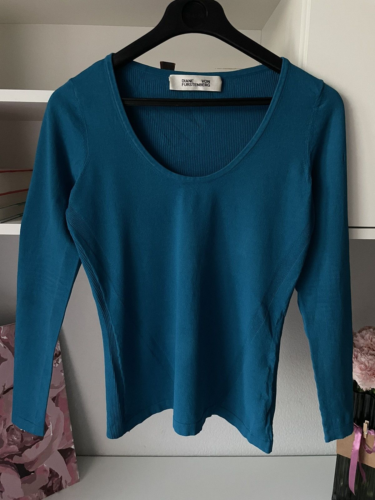 Diane von Furstenberg Diane Von Furstenberg Ribbed Knit Top Long Sleeve Avant Gard Size S / US 4 / IT 40 - 2 Thumbnail
