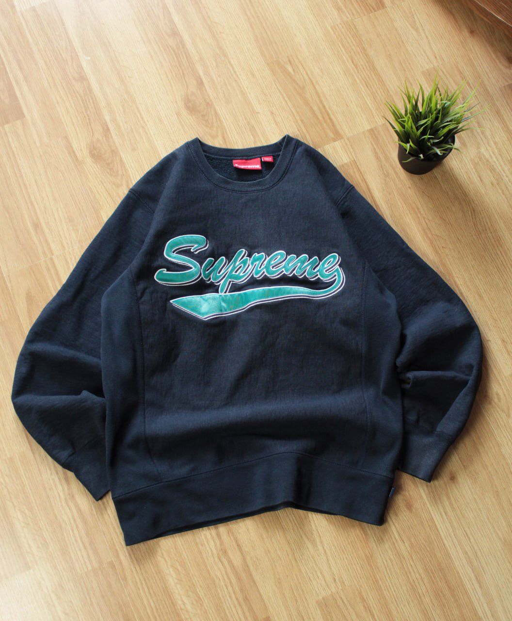 Supreme Supreme Brush Script Sweatshirt Navy | Grailed