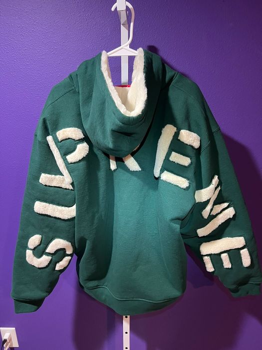 Supreme Supreme faux fur lined zip up hooded sweatshirt | Grailed