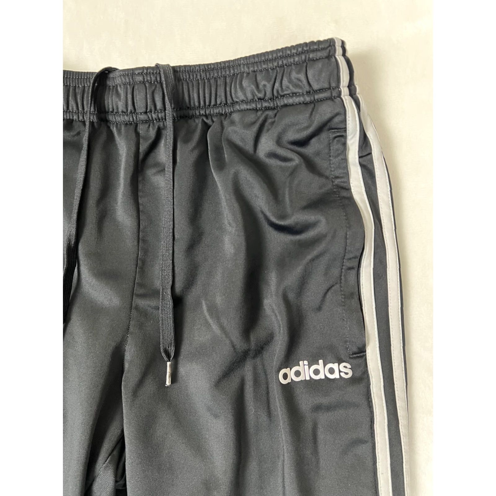 Adidas Adidas Track Pants Mens Large Black 3 Stripe Zip Pocket Joggers Athletic Running Size US 33 - 2 Thumbnail