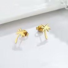Jewelry Gold Palm Tree Stud Earrings – Stainless Steel Size ONE SIZE - 1 Thumbnail