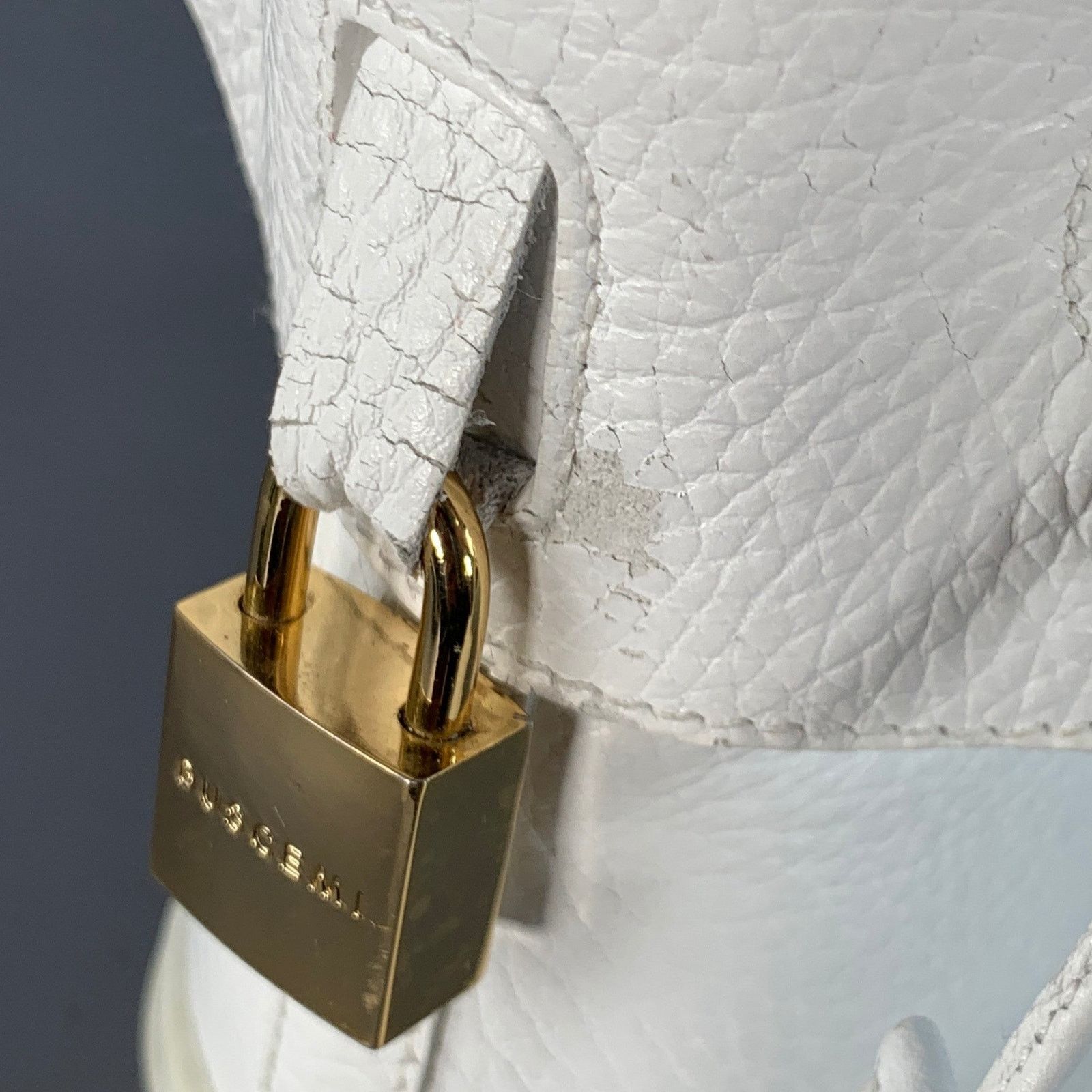 Buscemi BUSCEMI Size 10 White Gold Tone Leather High Top Sneakers Size US 10 / EU 43 - 8 Thumbnail