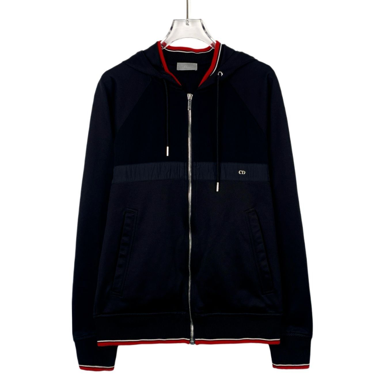 Christian Dior Mens Black Wool Polyamide Hoodie Jacket Wit