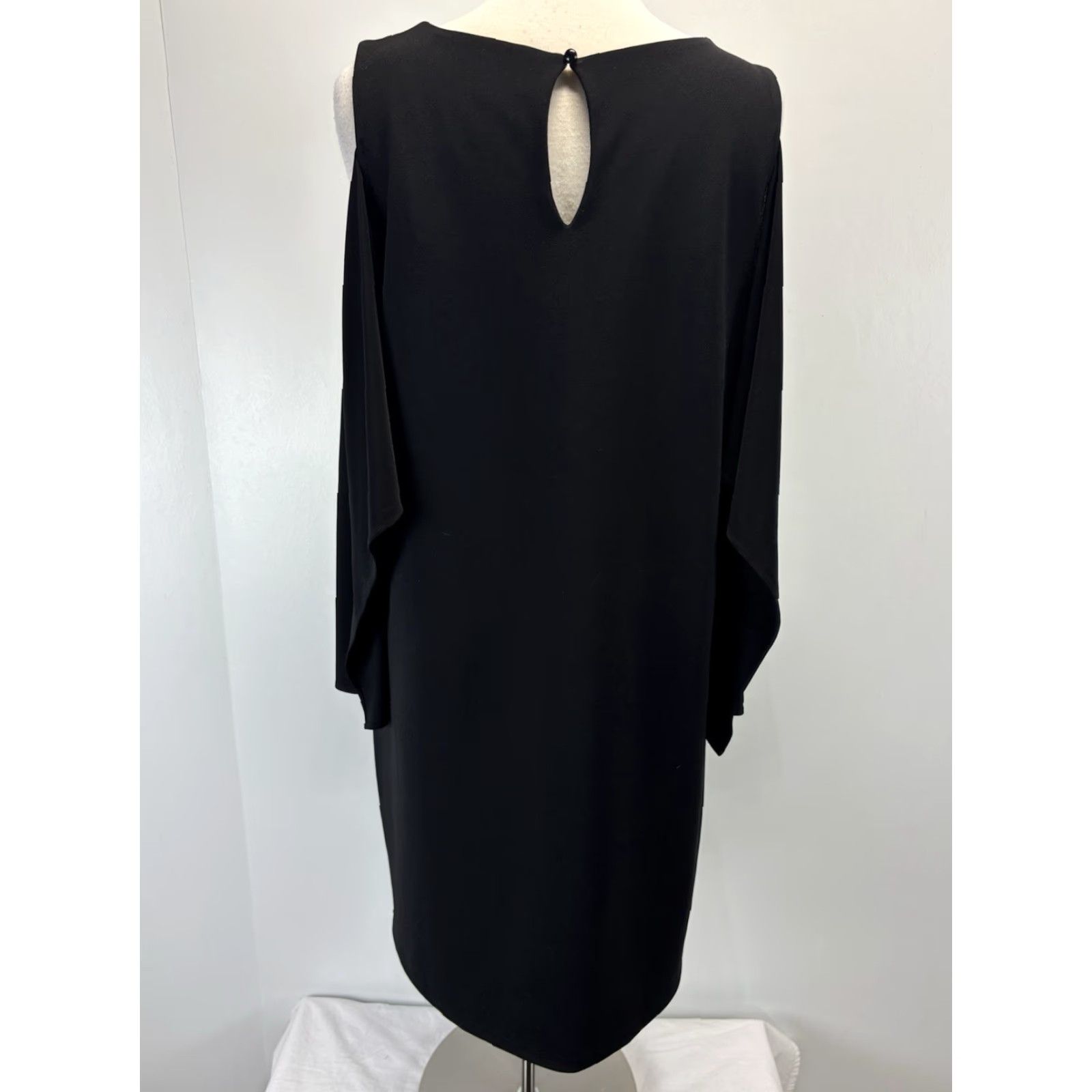 Vintage Chicos Cold Shoulder Shift Dress Sz 2 US Large Black Women’s Size L / US 10 / IT 46 - 3 Thumbnail