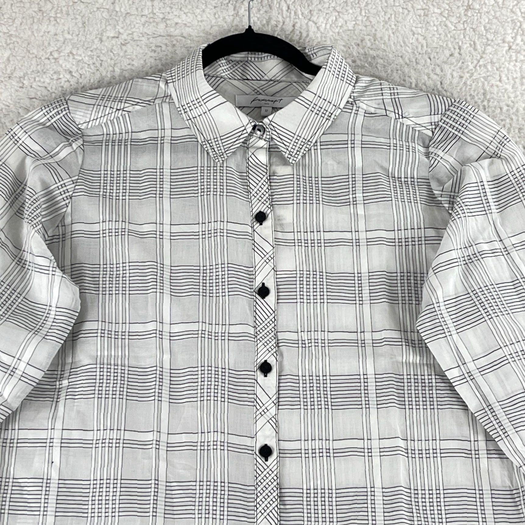 Vintage Foxcroft Davis Button-Up Shirt Womens Size 12 Black White Long Sleeve Elegant Shirt Size XL / US 12-14 / IT 48-50 - 3 Thumbnail