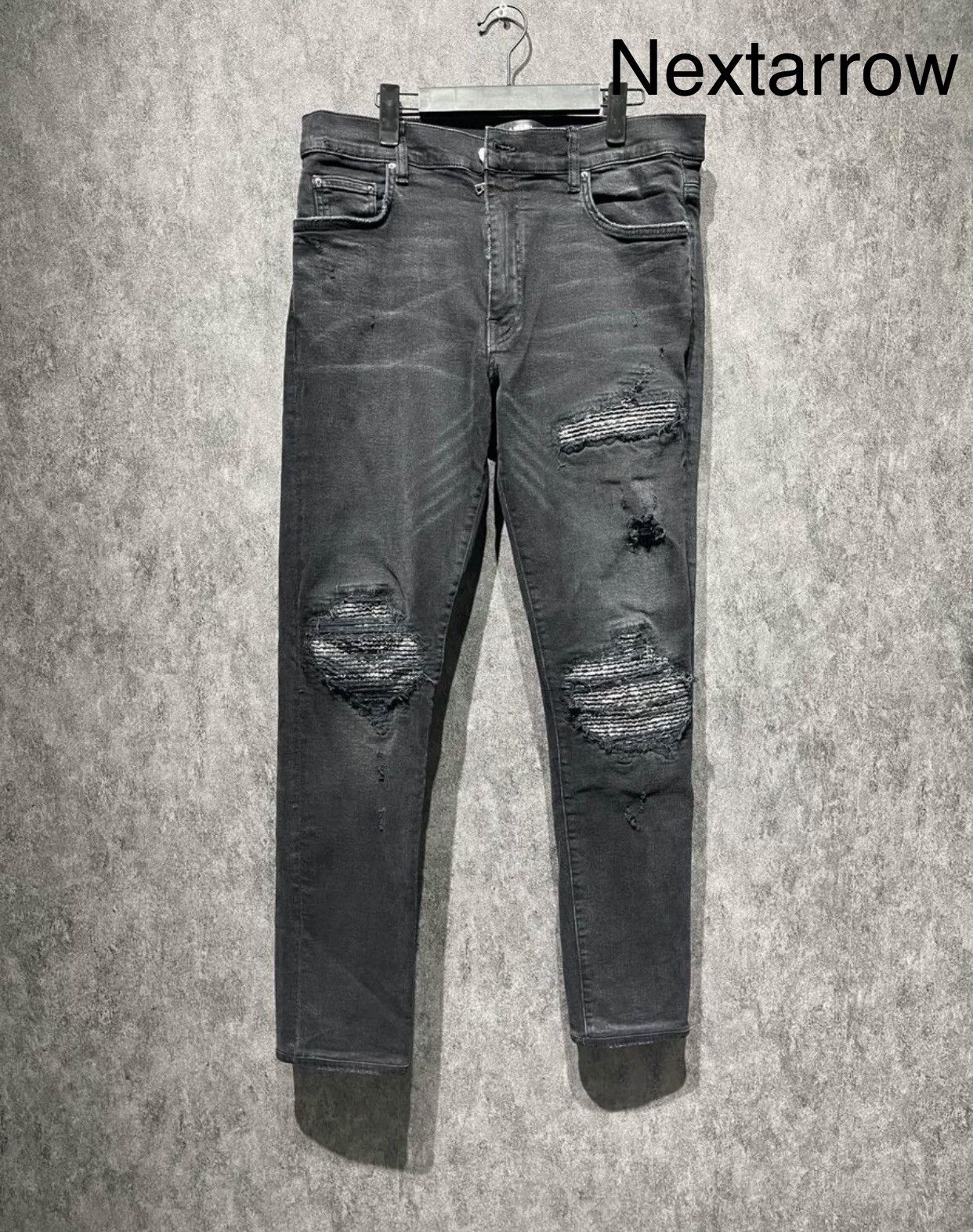 Amiri Amiri black cashew flower patchwork denim pants 2412- Size US 34 / EU 50 - 1 Thumbnail
