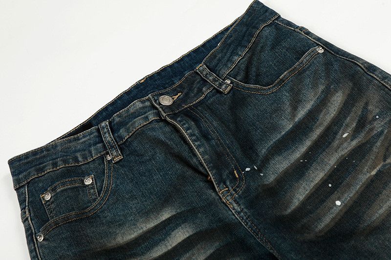 Vintage Washed men's distressed splatter street flared jeans Size US 34 / EU 50 - 3 Thumbnail