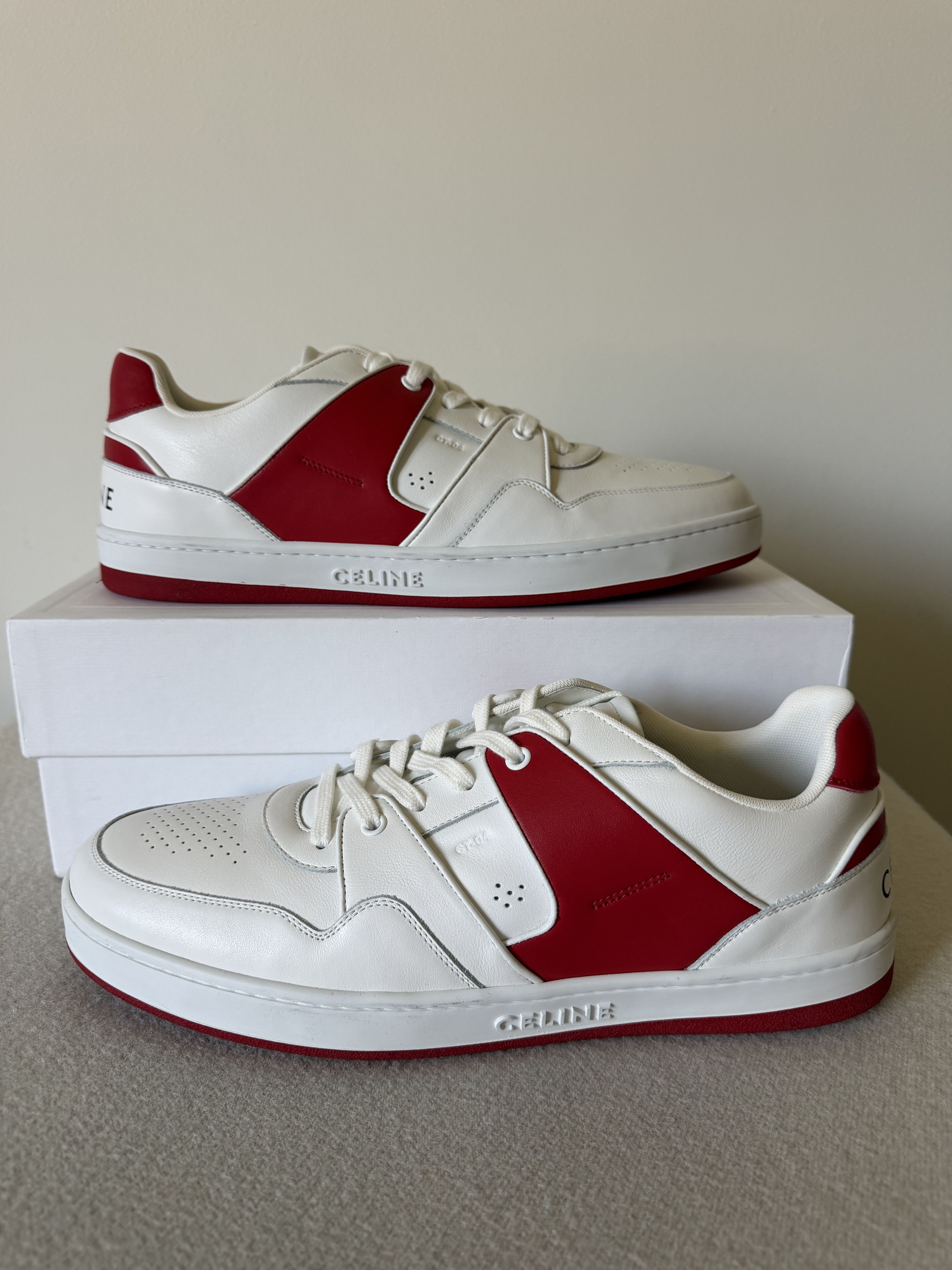 Celine Celine CT-04 Lace Up Sneakers in White Red Size US 13 / EU 46 - 2 Thumbnail