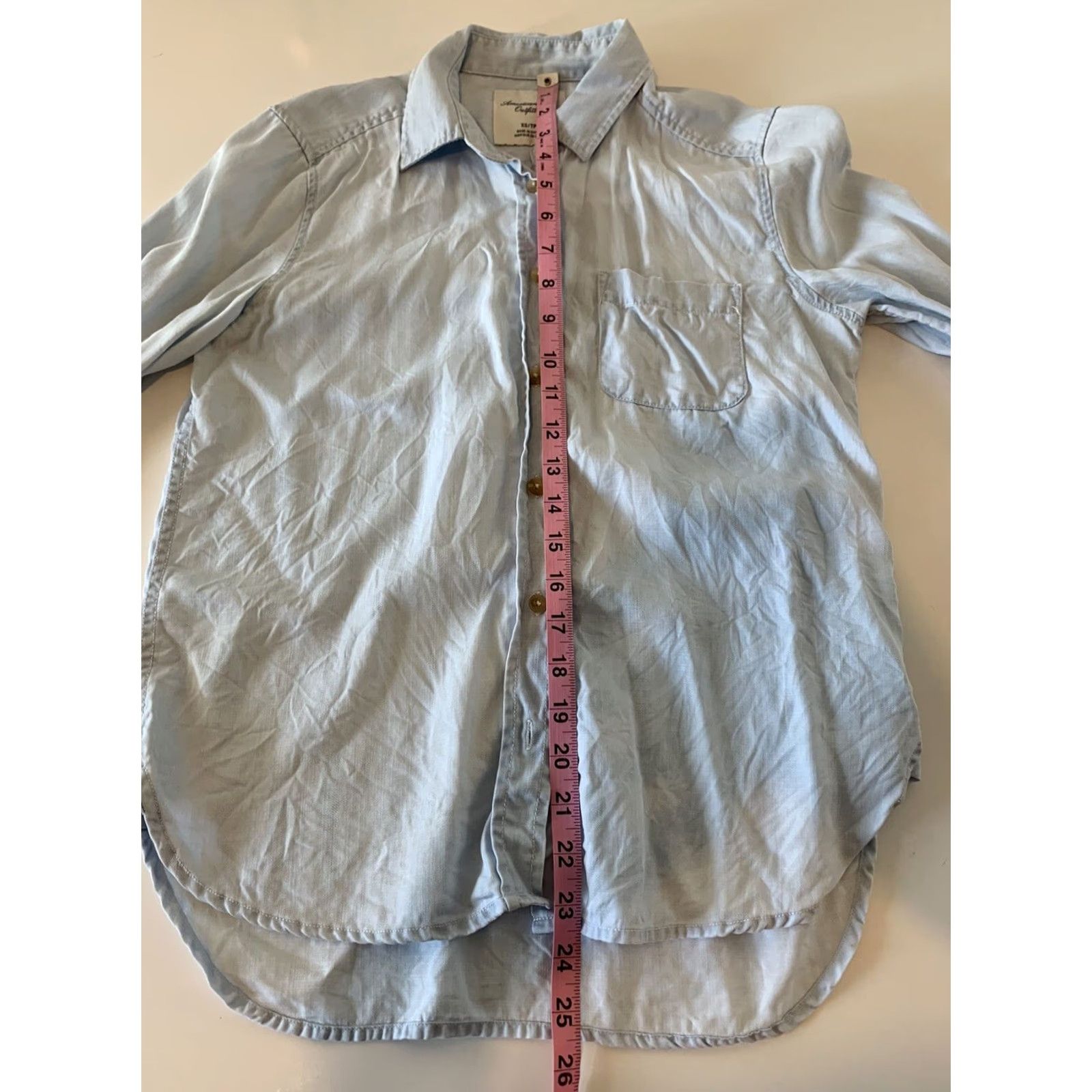 American Eagle Outfitters American Eagle Outfitters Button-Up Top Shirt XS Womens Blue Long Sleeve Size XS / US 0-2 / IT 36-38 - 4 Thumbnail