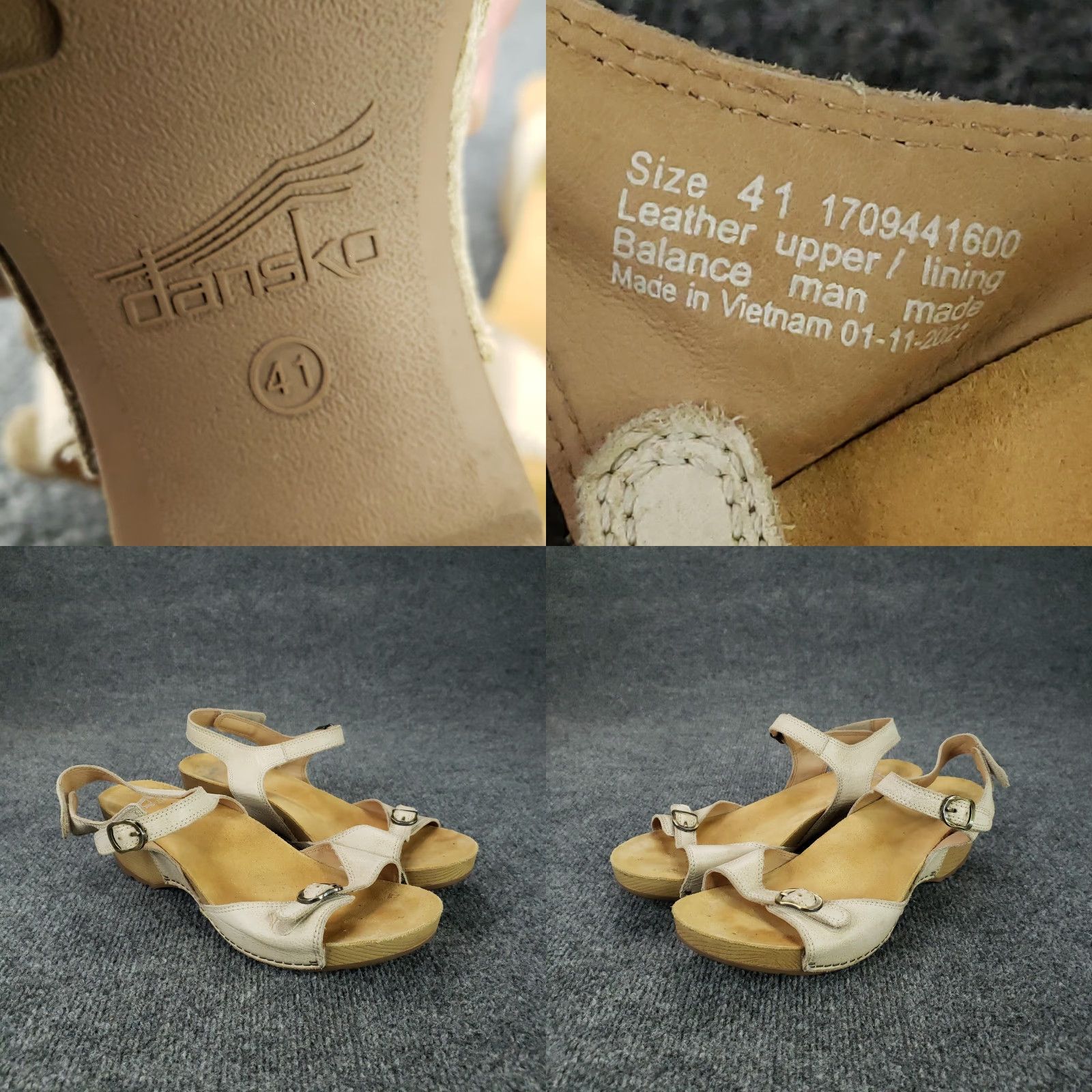 Dansko Dansko Sandals Beige Leather Wedge Heel Ankle Strap Comfort Womens Size 11 Shoes Size US 11 / IT 41 - 9 Thumbnail