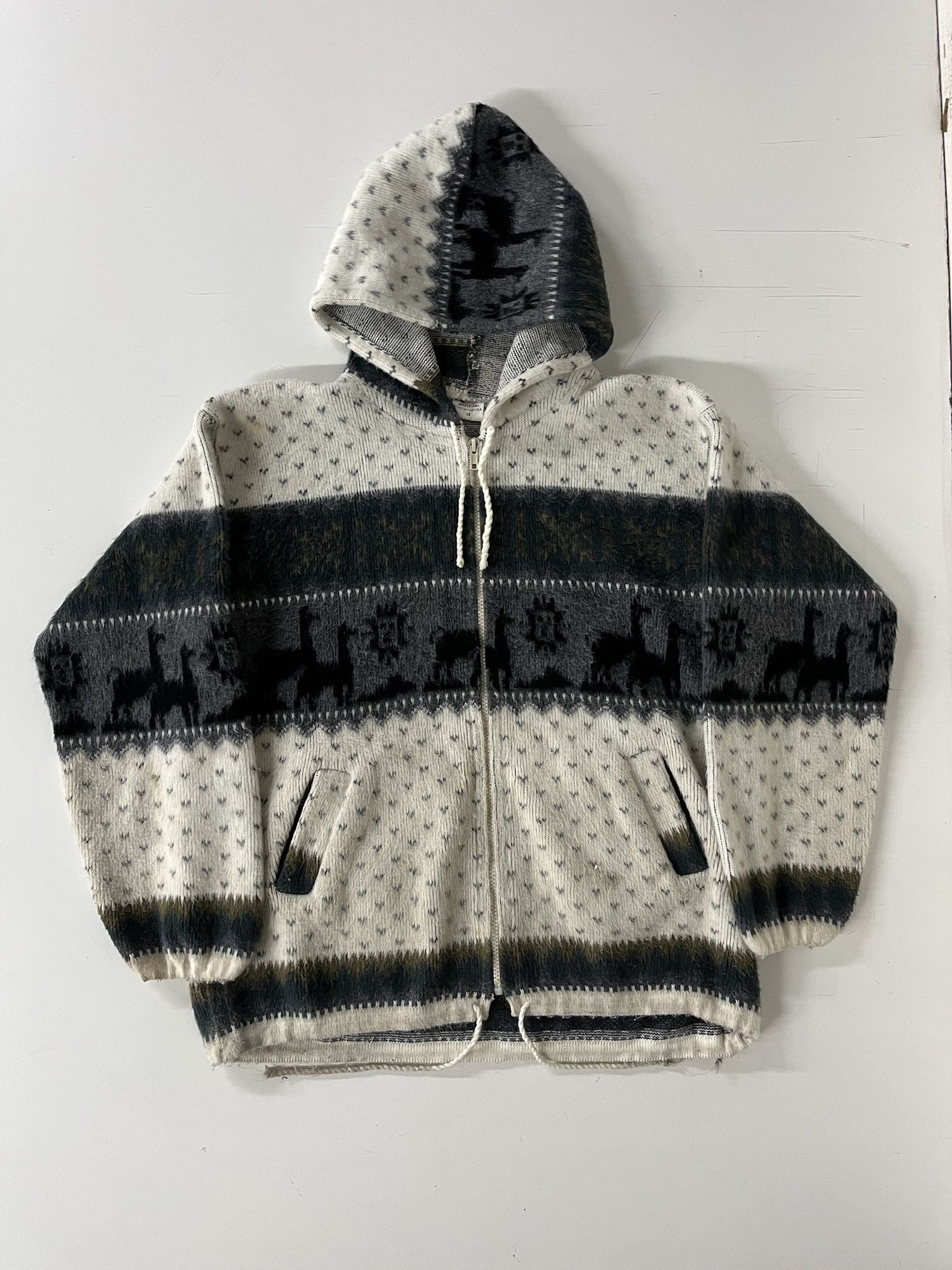 Vintage Vintage 2000s Hand Made Ecuadorian Hand Made Zip Hooded Sweater Size M Size US M / EU 48-50 / 2 - 1 Thumbnail