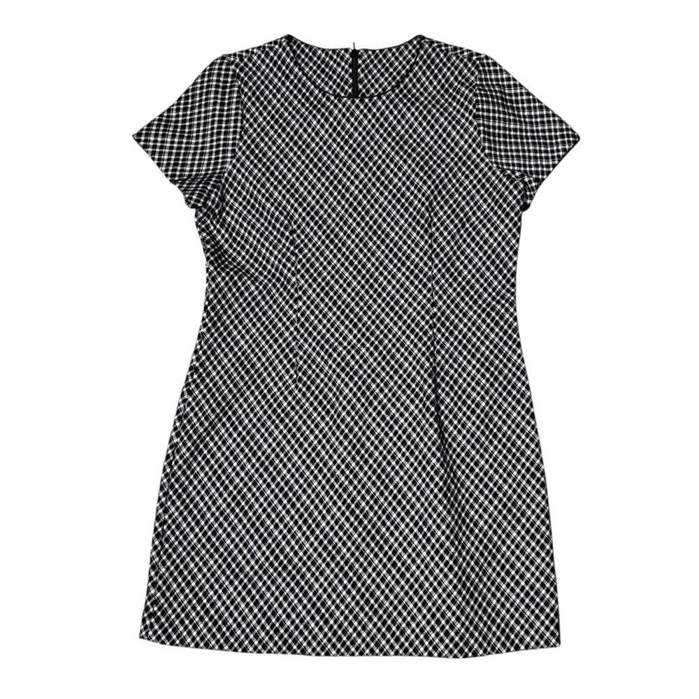 Spanx NWT New SPANX Ponte Stretch Jacquard Black Plaid Mini Dress Size L / US 10 / IT 46 - 2 Thumbnail