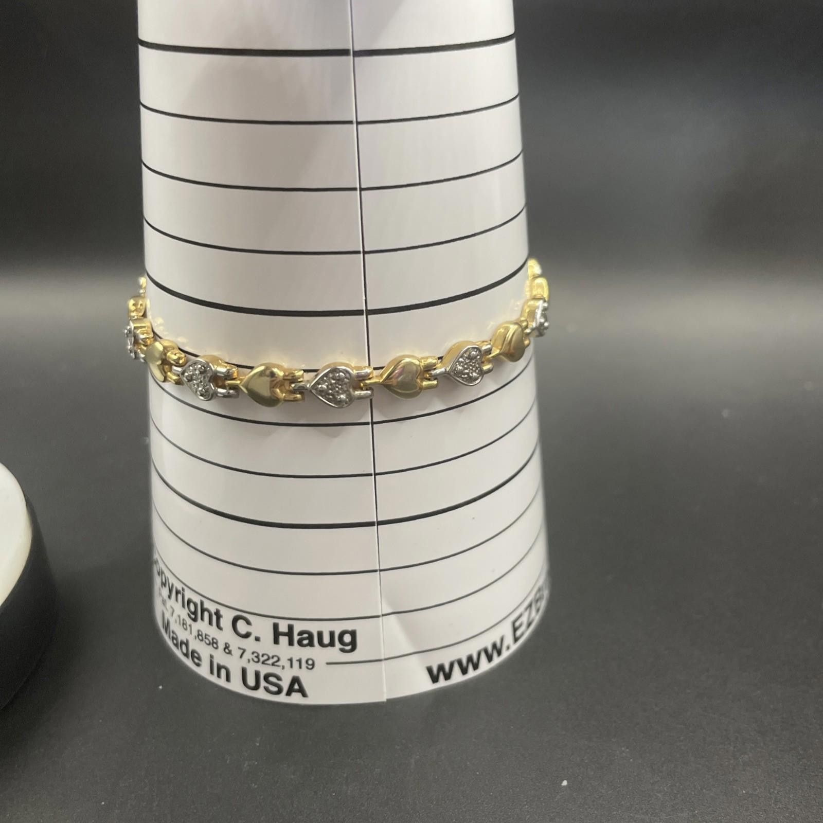 Unknown London Unmarked Gold & Silver Tone Heart Bracelet 6mm 7 1/4 Inches Size ONE SIZE - 5 Thumbnail