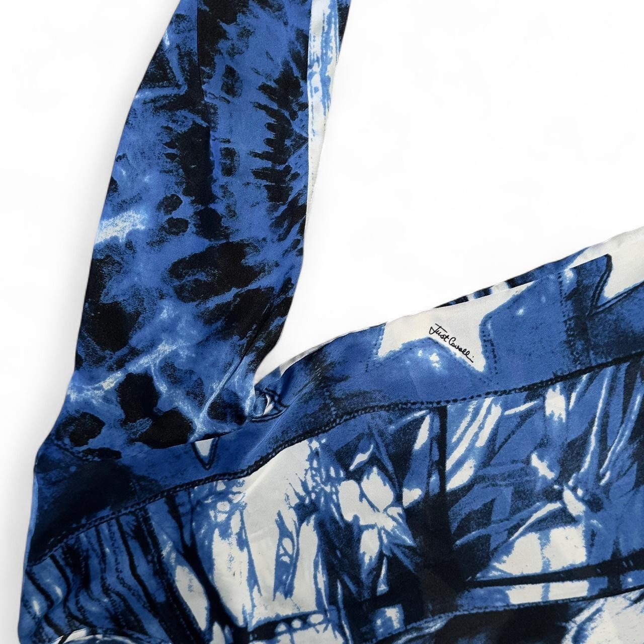 Roberto Cavalli Just Cavalli by #robertocavalli 100% Silk Blue Star Mini👗 Size XS / US 0-2 / IT 36-38 - 3 Thumbnail
