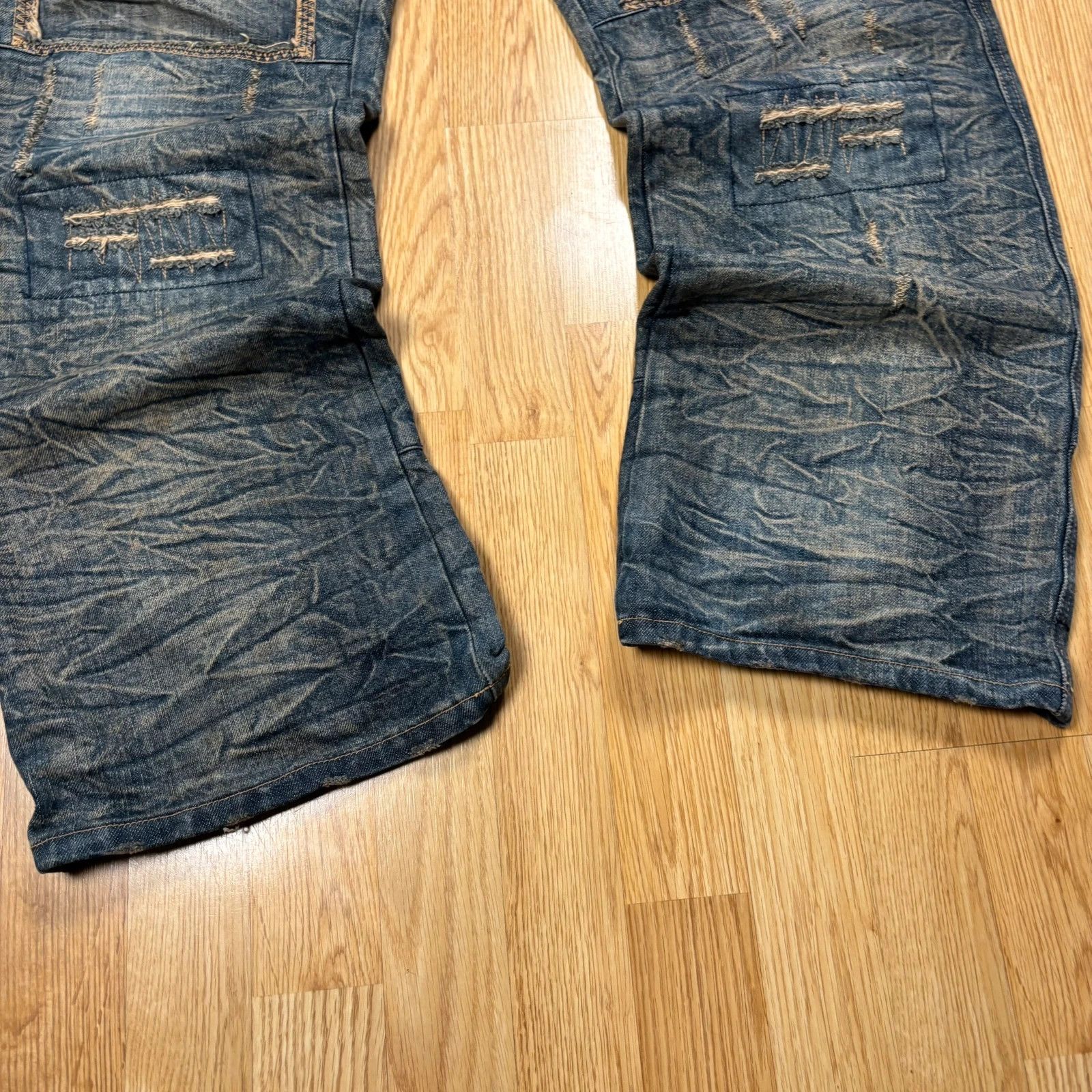 Japanese Brand Clockhouse Patchwork Distressed Jeans Size US 38 / EU 54 - 4 Thumbnail
