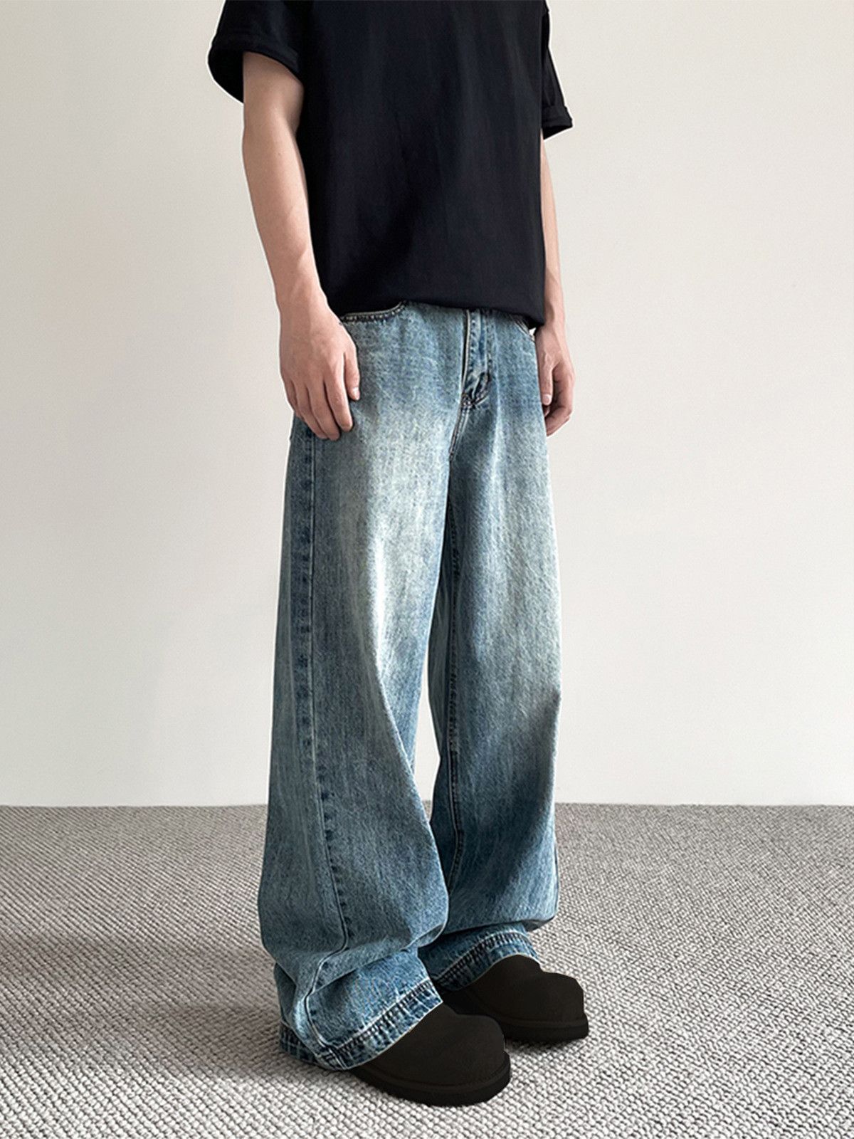 Japanese Brand Men's straight-leg all-match cleanfit distressed blue jeans Size US 32 / EU 48 - 1 Thumbnail