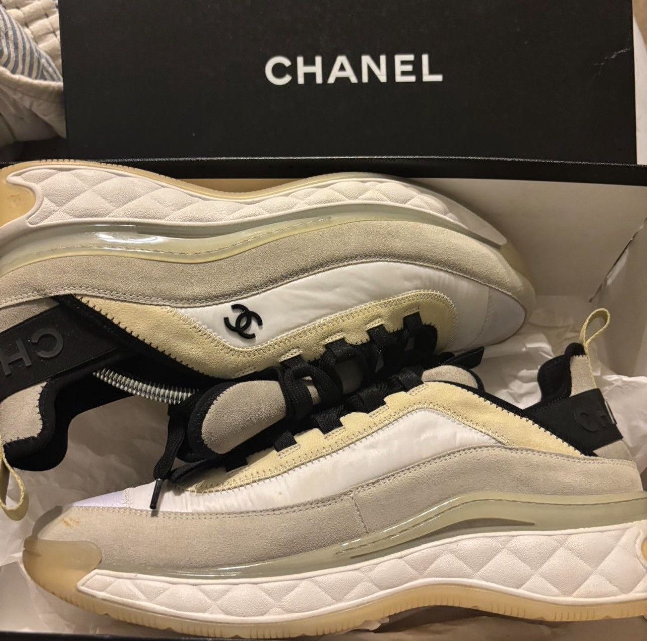 Chanel LAST PRICE DROP: Chanel calfskin suede nylon trainers Size US 13 / EU 46 - 2 Thumbnail