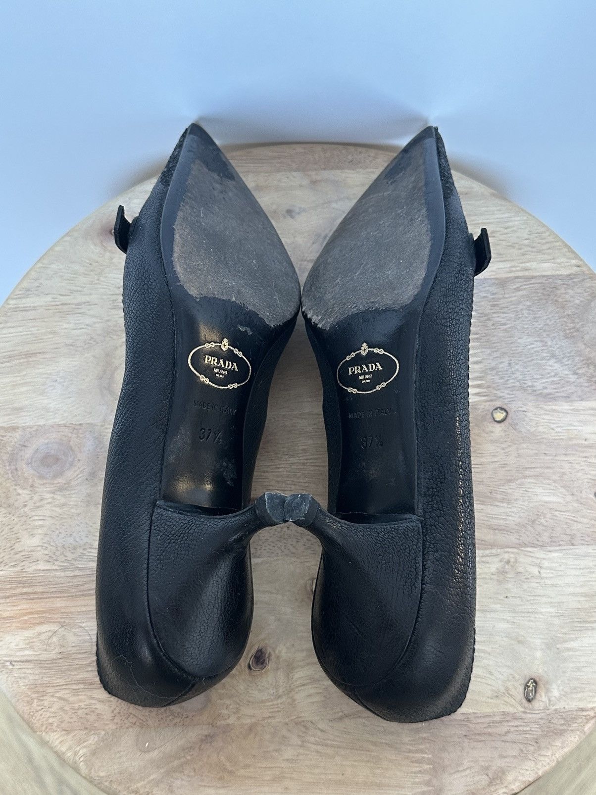 Prada Prada Black Leather Heels Size US 6.5 / IT 36.5 - 9 Thumbnail