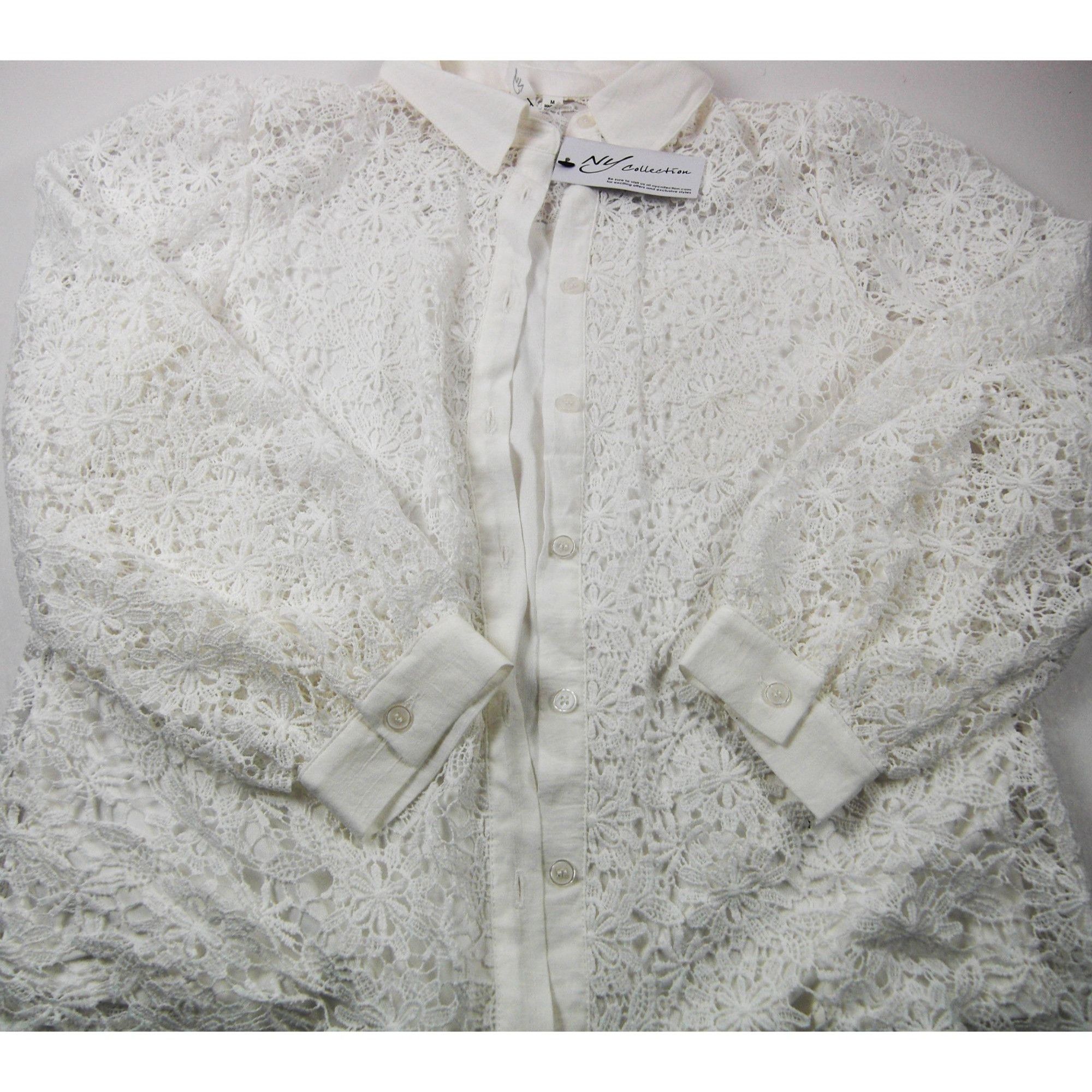 Other Women Blouses Dressy Casual Long Sleeve Top Lace White Size Size M / US 6-8 / IT 42-44 - 4 Thumbnail