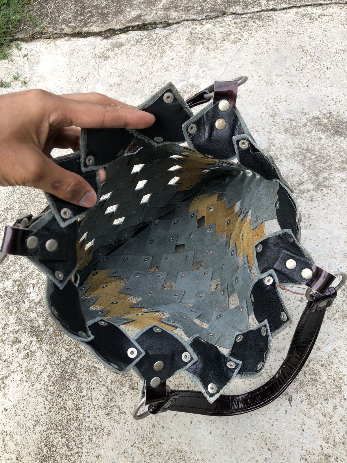 Leather NETTING RIVETED TOTE BAG Size ONE SIZE - 6 Thumbnail