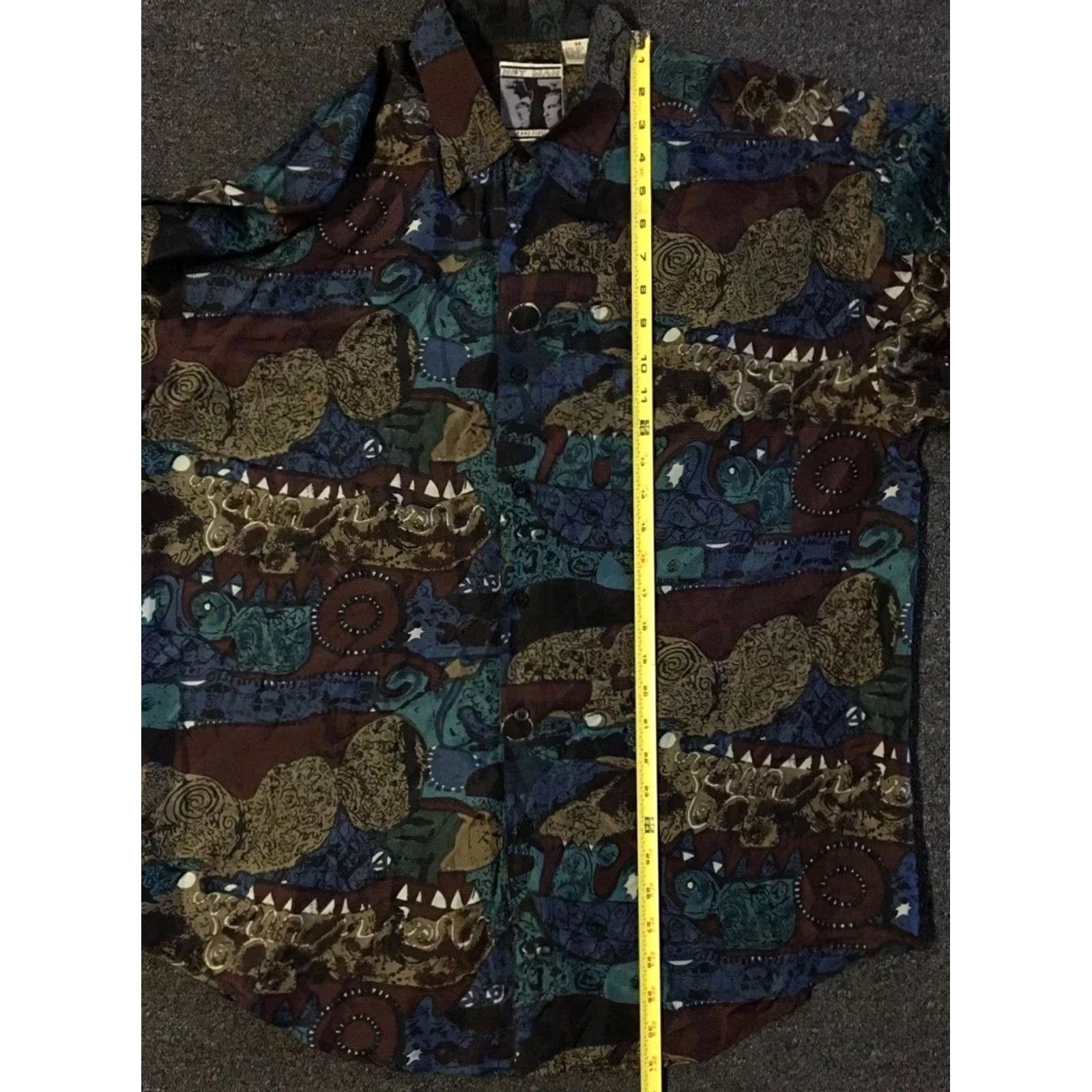 Vintage VINTAGE 90s Abstract Art AOP Button Up Shirt M Grunge Vaporwave Surf Skate Aztec OP Shirt Mens Brown Silk Short Sleeve Size US M / EU 48-50 / 2 - 5 Thumbnail