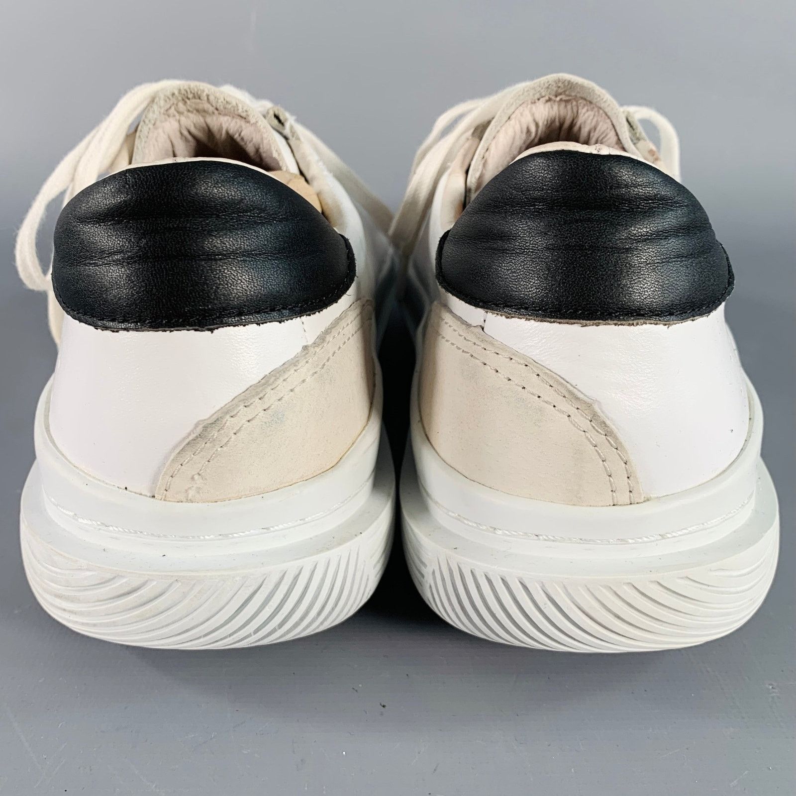 Barneys New York 9.5 White Leather Low Top Rubber Sole Sneakers Size US 9.5 / EU 42-43 - 3 Thumbnail