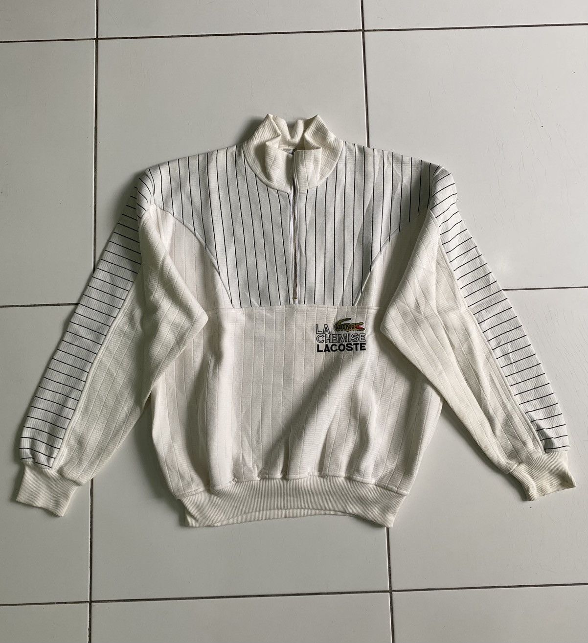 Lacoste × Vintage Vintge Lacoste half zip White Sweaters made in france Size US XL / EU 56 / 4 - 1 Thumbnail