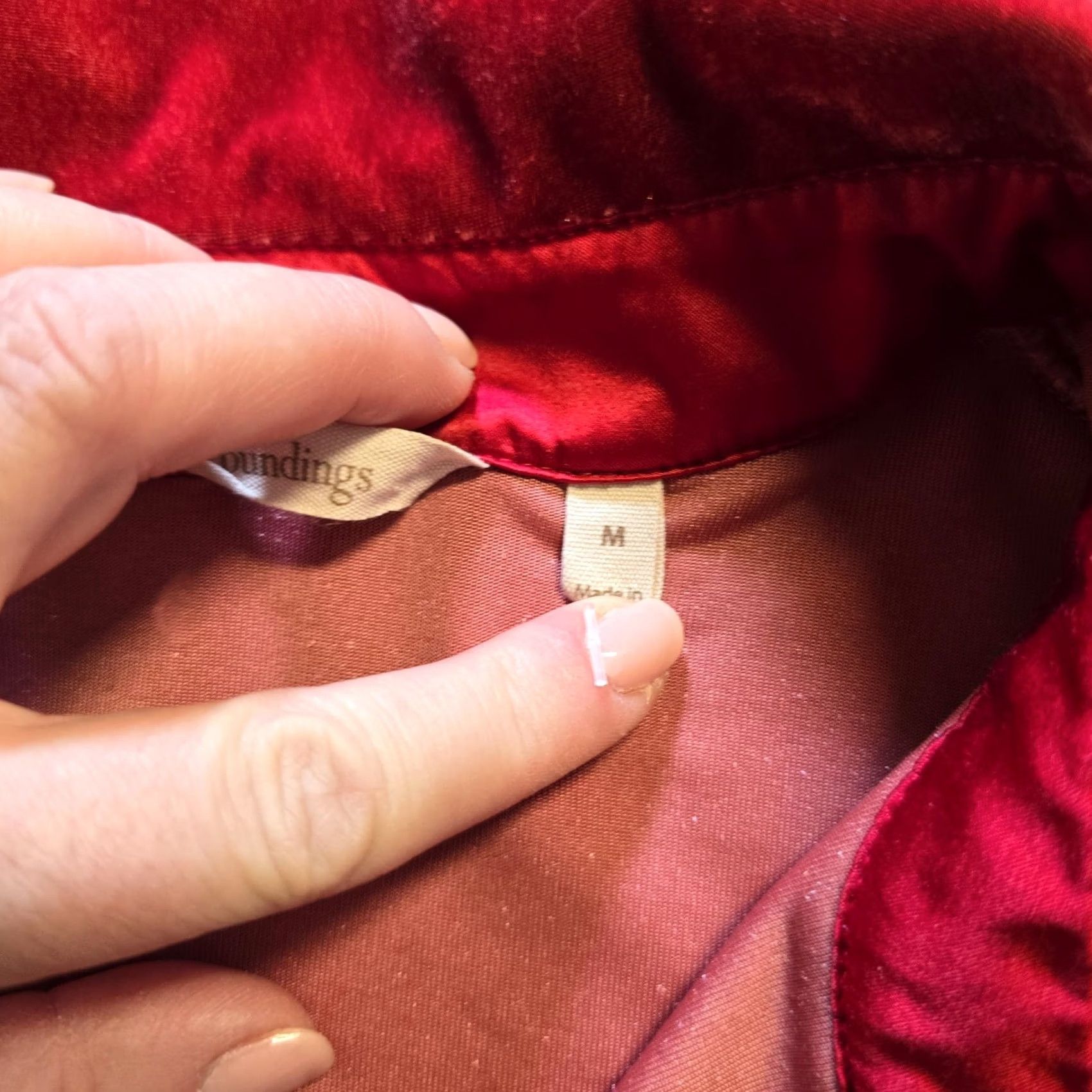 Soft Surroundings Soft Surroundings Top Womens Size Large Red Velour Button Up Long Sleeve Casual Blouse Size L / US 10 / IT 46 - 5 Thumbnail