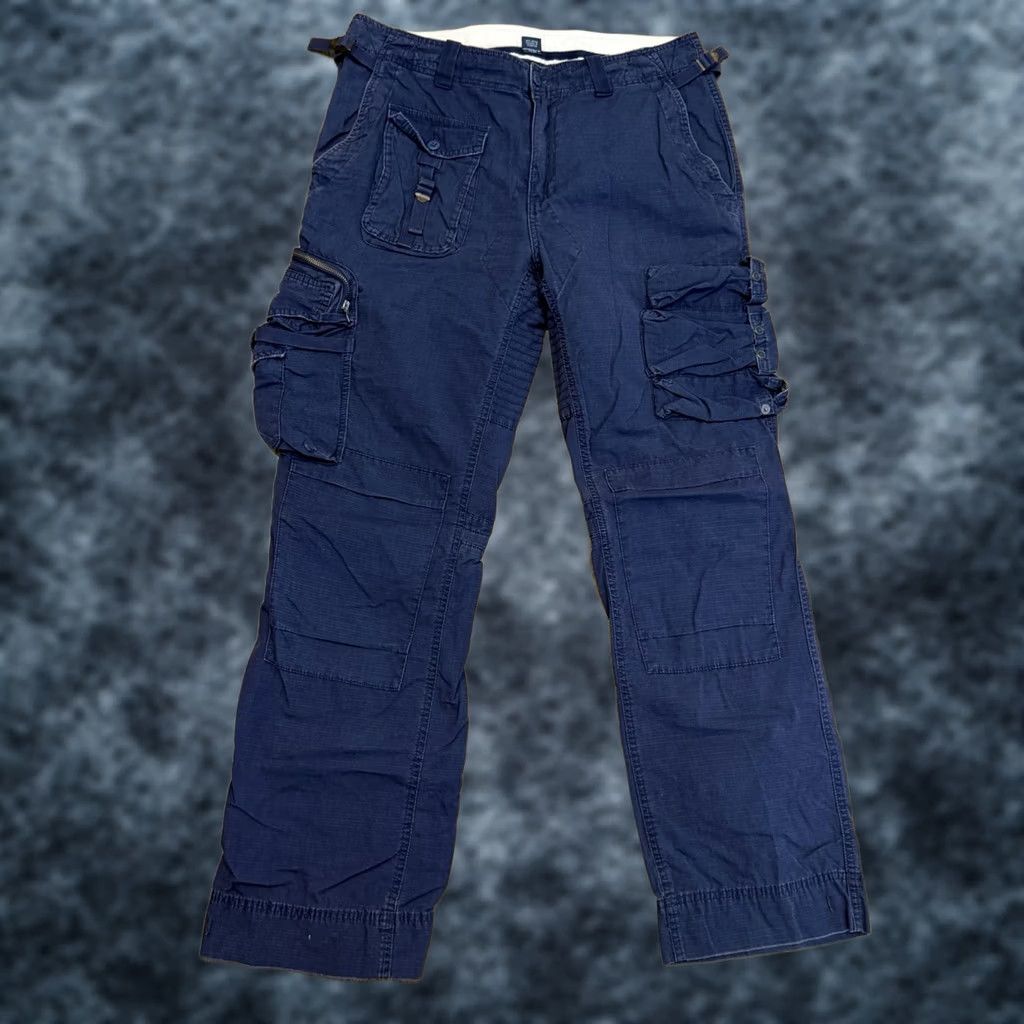Polo Ralph Lauren VINTAGE Polo Ralph Lauren Cargo Pants Navy Blue 34x31 34x32 Military Flight USA 90s Mens Size US S / EU 44-46 / 1 - 1 Thumbnail
