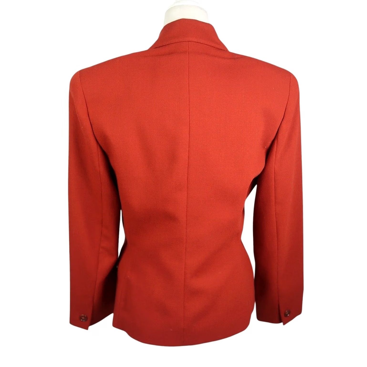 Anne Klein VINTAGE Anne Klein Blazer Jacket Wool 90s Burnt Orange 4 Womens Coat Short Sleeve Button Solid Fall Winter 90s Mens Womens Size S / US 4 / IT 40 - 4 Thumbnail