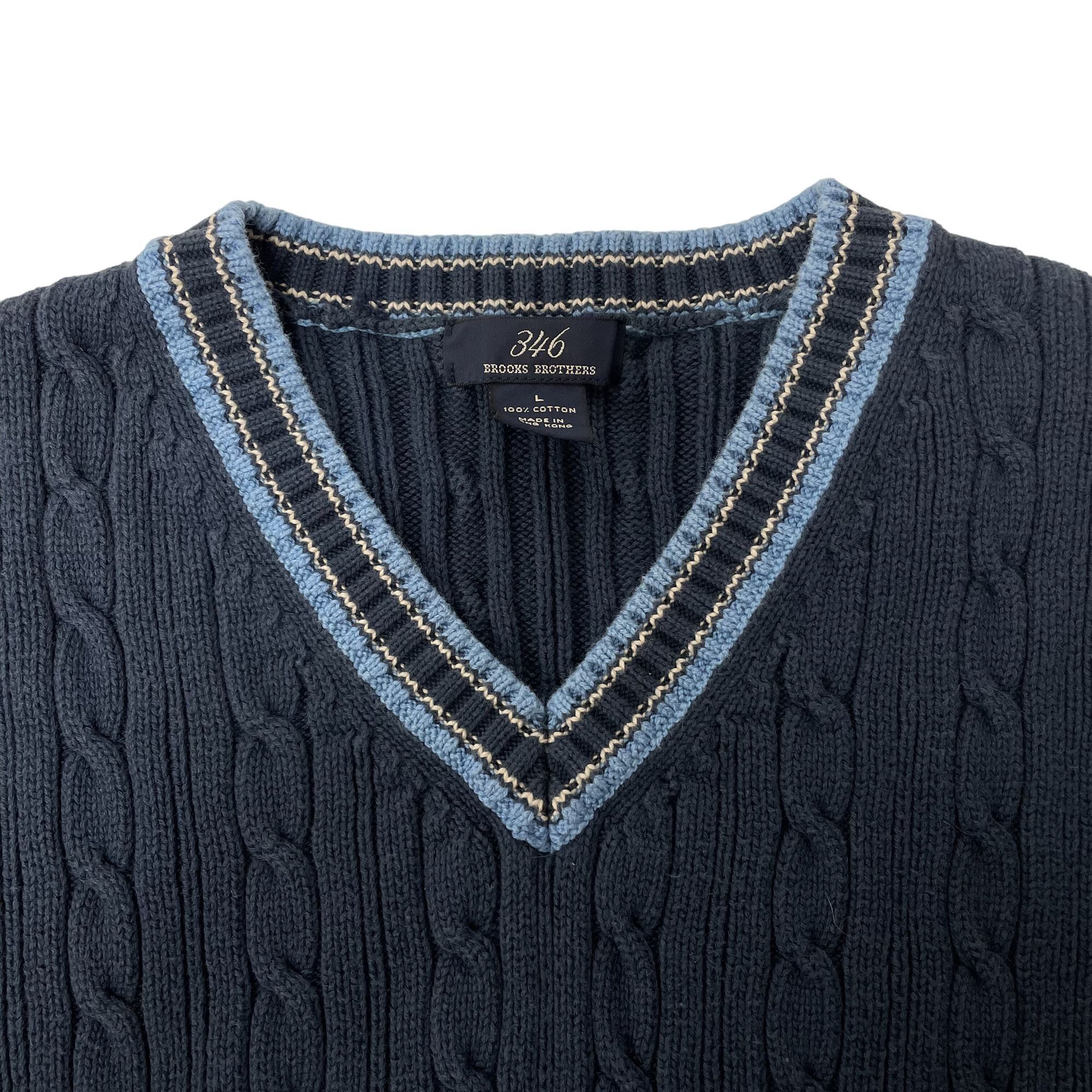 Brooks Brothers Brooks Brothers 346 Cotton Cable KNIT V Neck SWEATER Vest Size US L / EU 52-54 / 3 - 3 Thumbnail