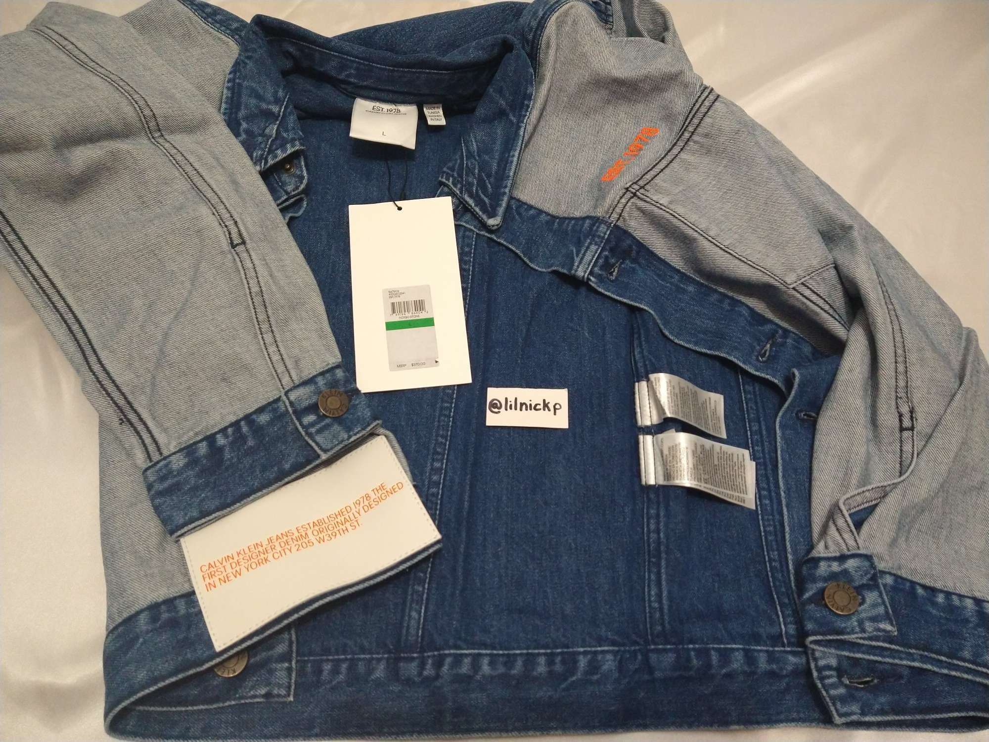 Calvin Klein 205W39NYC EST. 1978 Inside Out Indigo Stone Denim Trucker Jacket Size US L / EU 52-54 / 3 - 3 Thumbnail