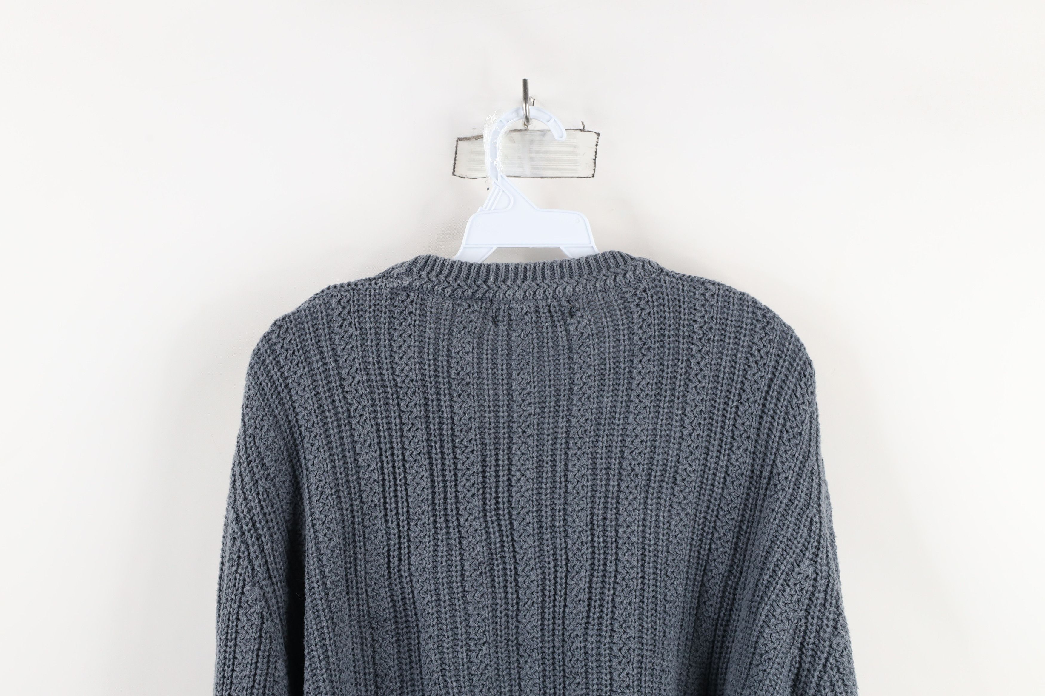 Vintage Vintage 90s Streetwear Chunky Ribbed Knit Sweater Steel Blue Size US L / EU 52-54 / 3 - 9 Thumbnail