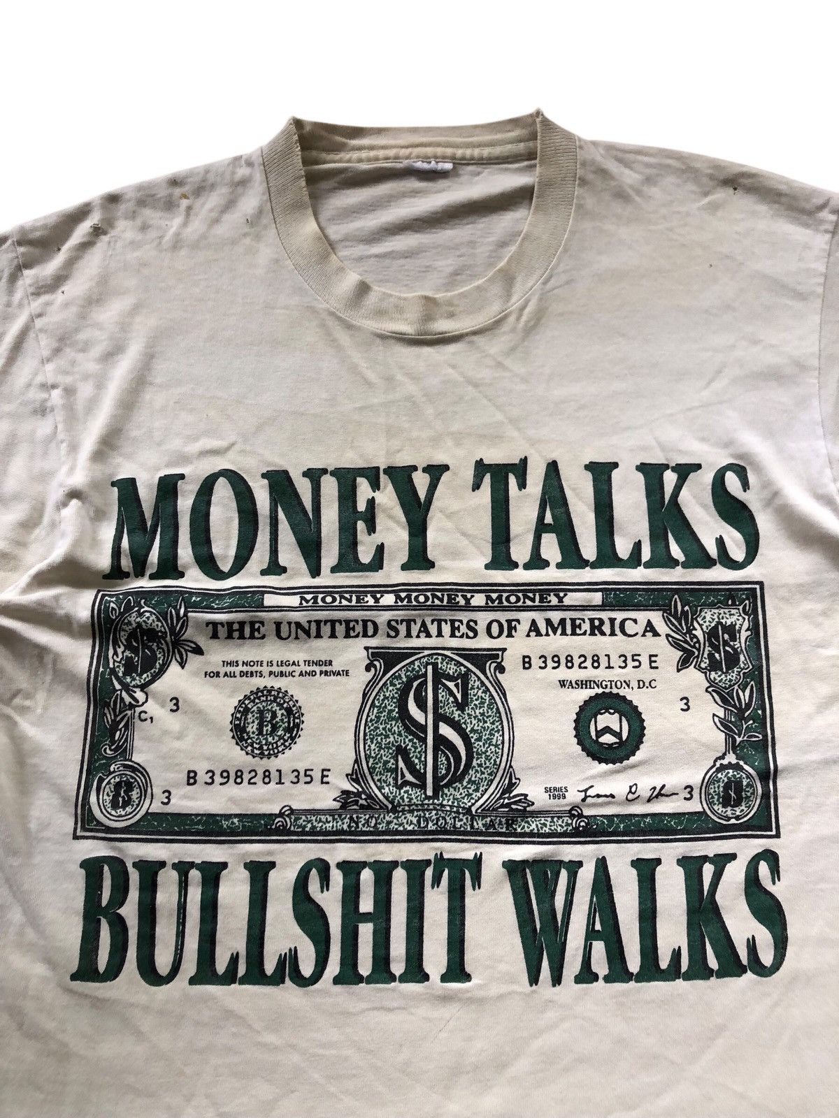 Rap Tees × Vintage Vintage 90s Money talk bullshit walks distressed Size US L / EU 52-54 / 3 - 4 Thumbnail