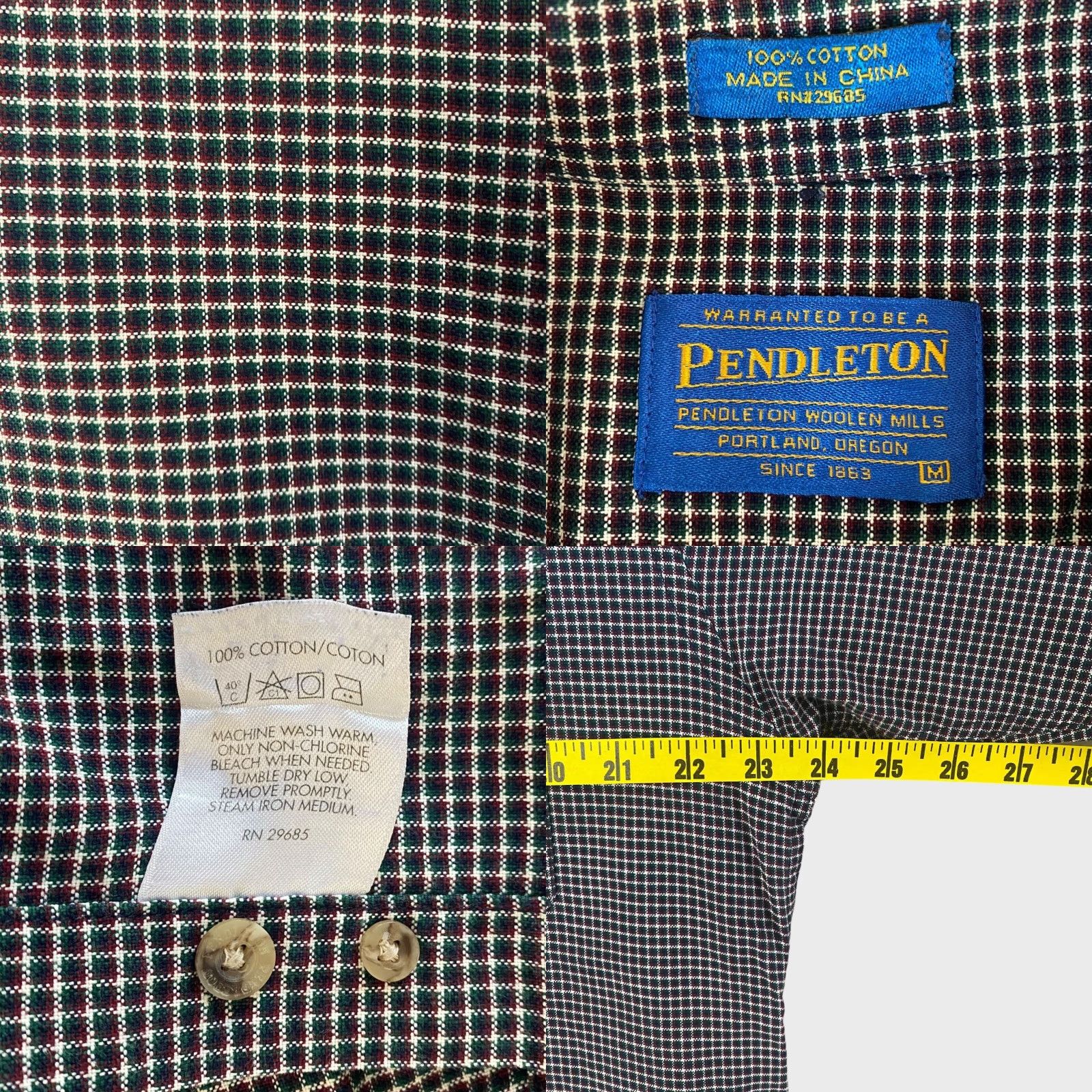 Pendleton Pendleton Button-Down Shirt Green Purple Micro Check Men Medium Size M Casual Shirt Mens Button-Up Size US M / EU 48-50 / 2 - 8 Thumbnail