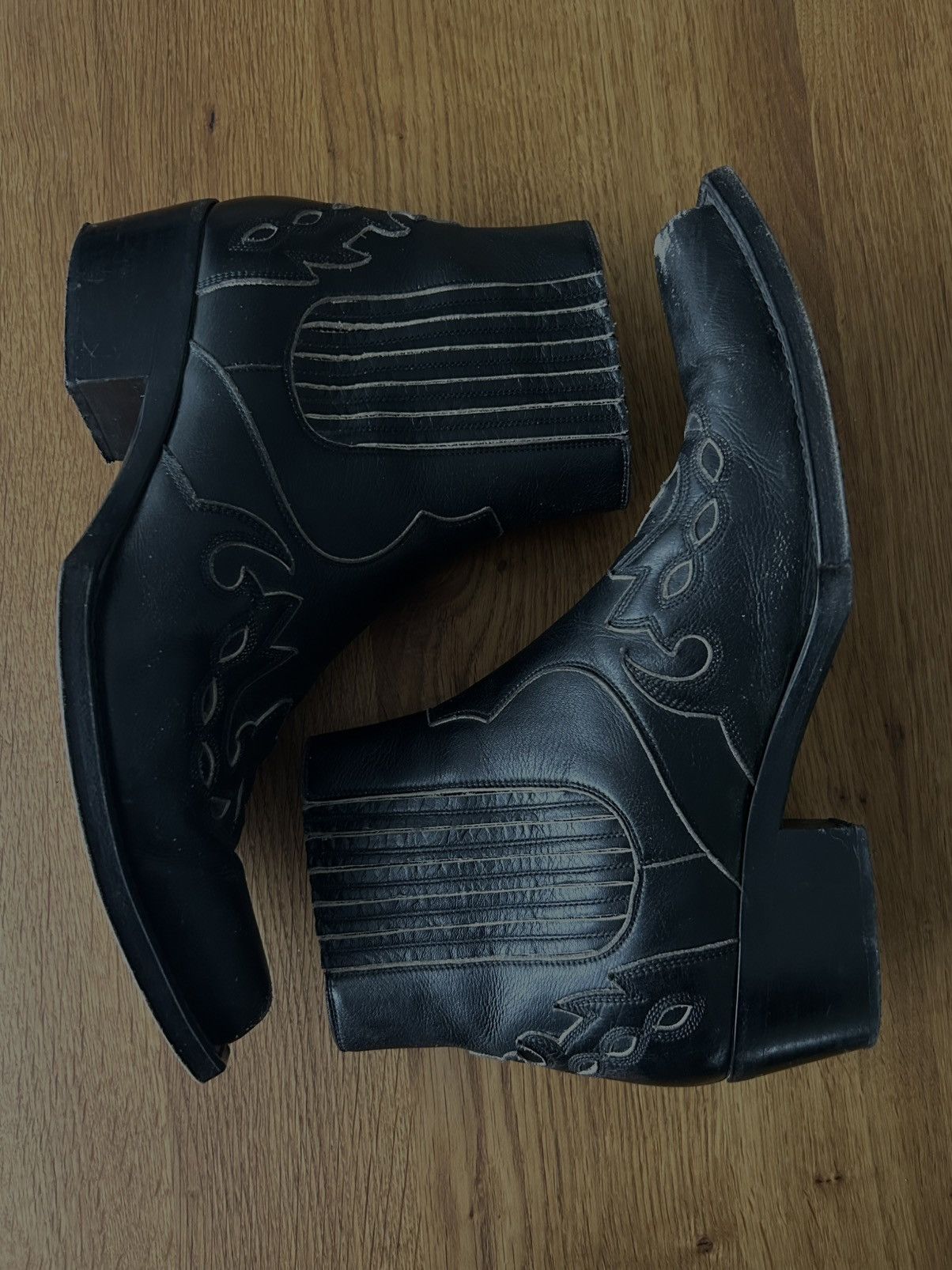 Pre-owned Calvin Klein 205w39nyc X Raf Simons Cal Calvert Cowboy Boot Calvin Klein 205w39nyc In Black
