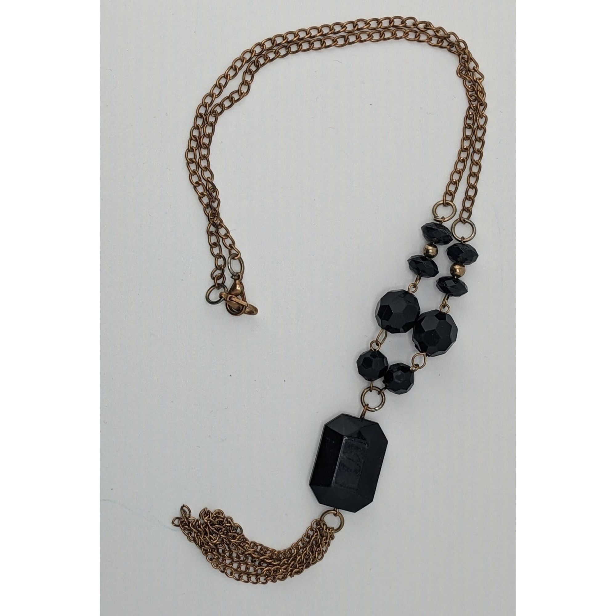 Other Gold-Tone Chain Necklace With Black Beads And Tassel Pendant Size ONE SIZE - 5 Thumbnail